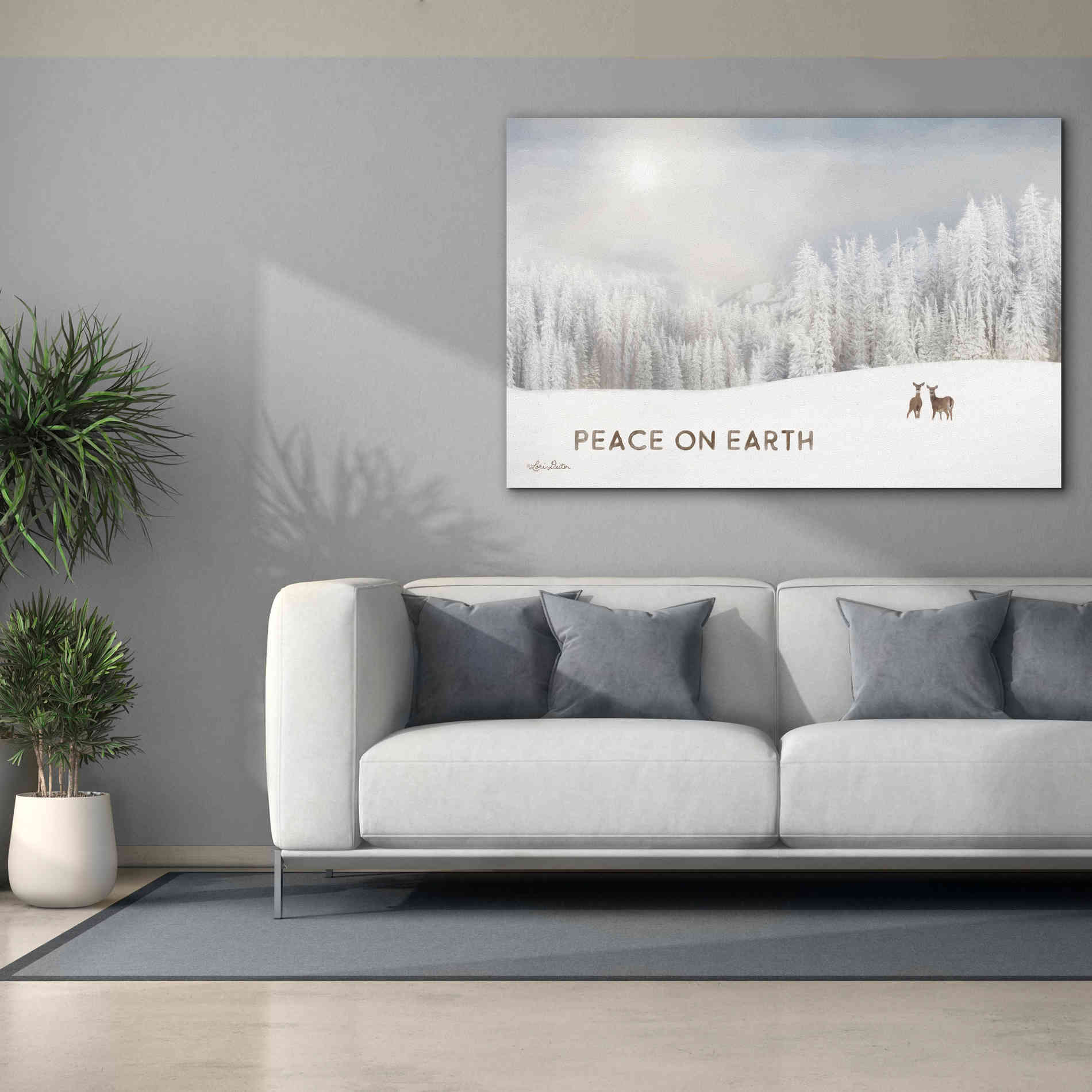 'Lava Mountain Snow Storm with Deer' by Lori Deiter, Canvas Wall Art,60 x 40