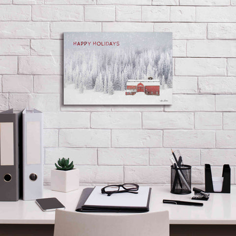 Image of 'Snowy Forest Happy Holidays' by Lori Deiter, Canvas Wall Art,18 x 12