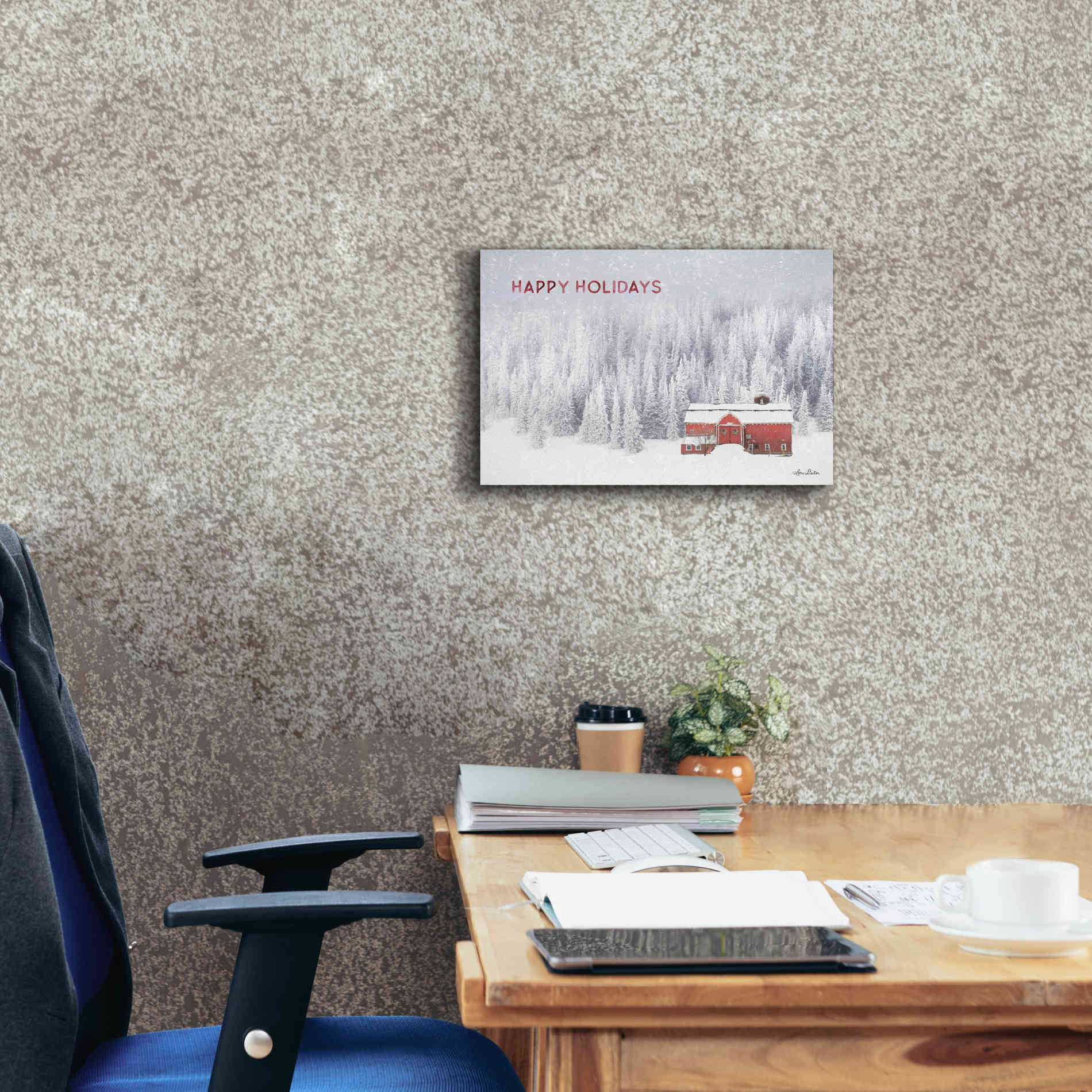 'Snowy Forest Happy Holidays' by Lori Deiter, Canvas Wall Art,18 x 12