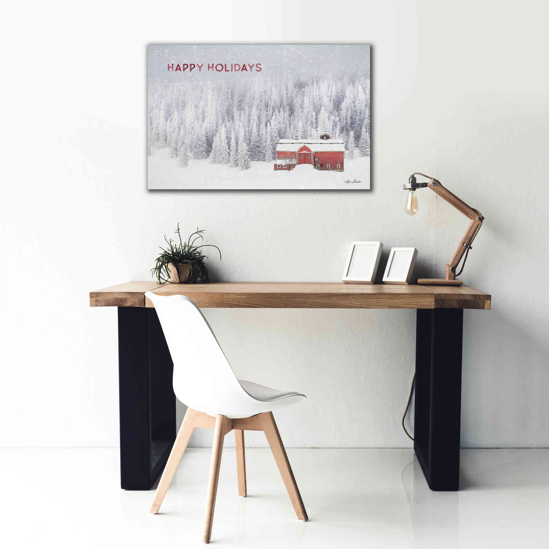 'Snowy Forest Happy Holidays' by Lori Deiter, Canvas Wall Art,40 x 26