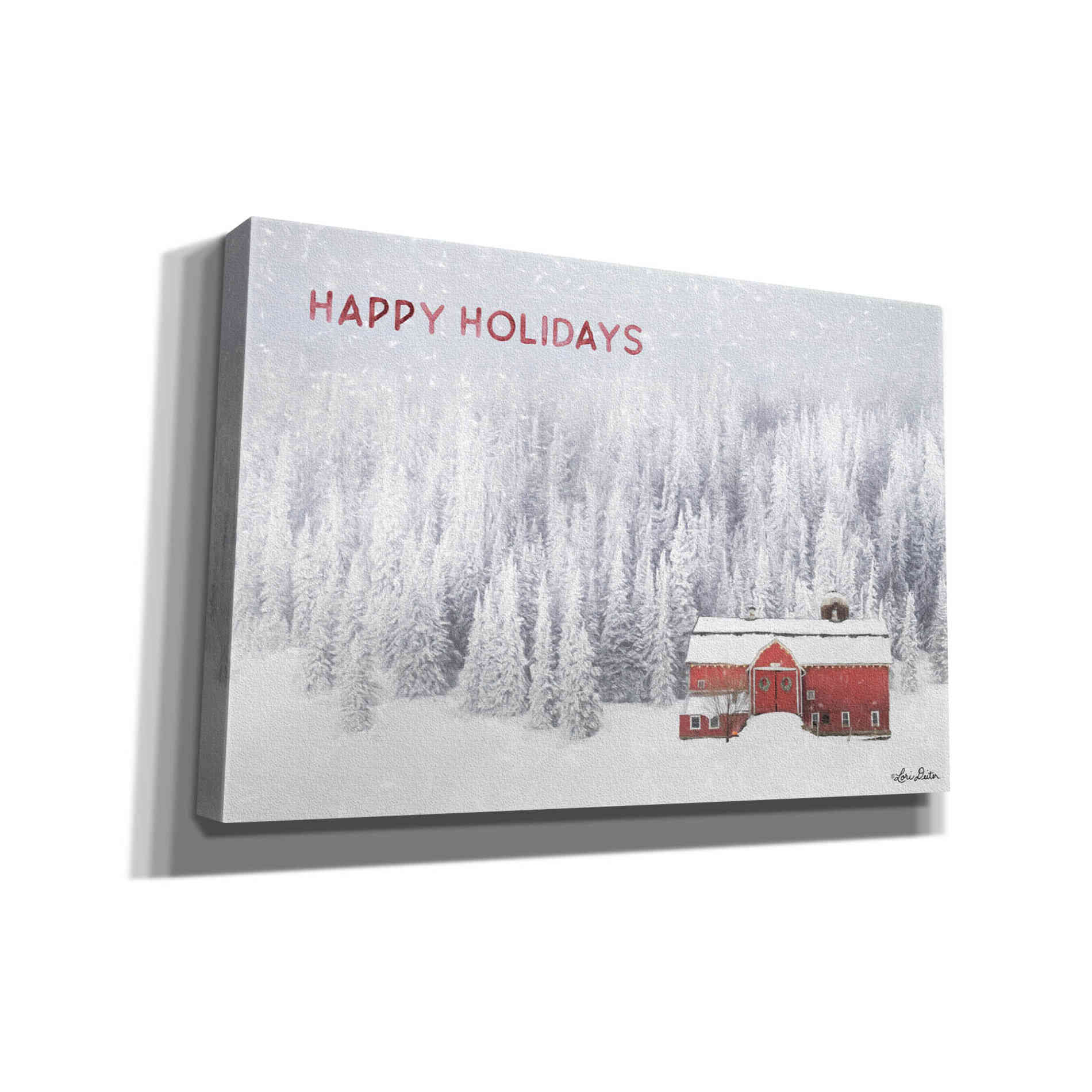 'Snowy Forest Happy Holidays' by Lori Deiter, Canvas Wall Art