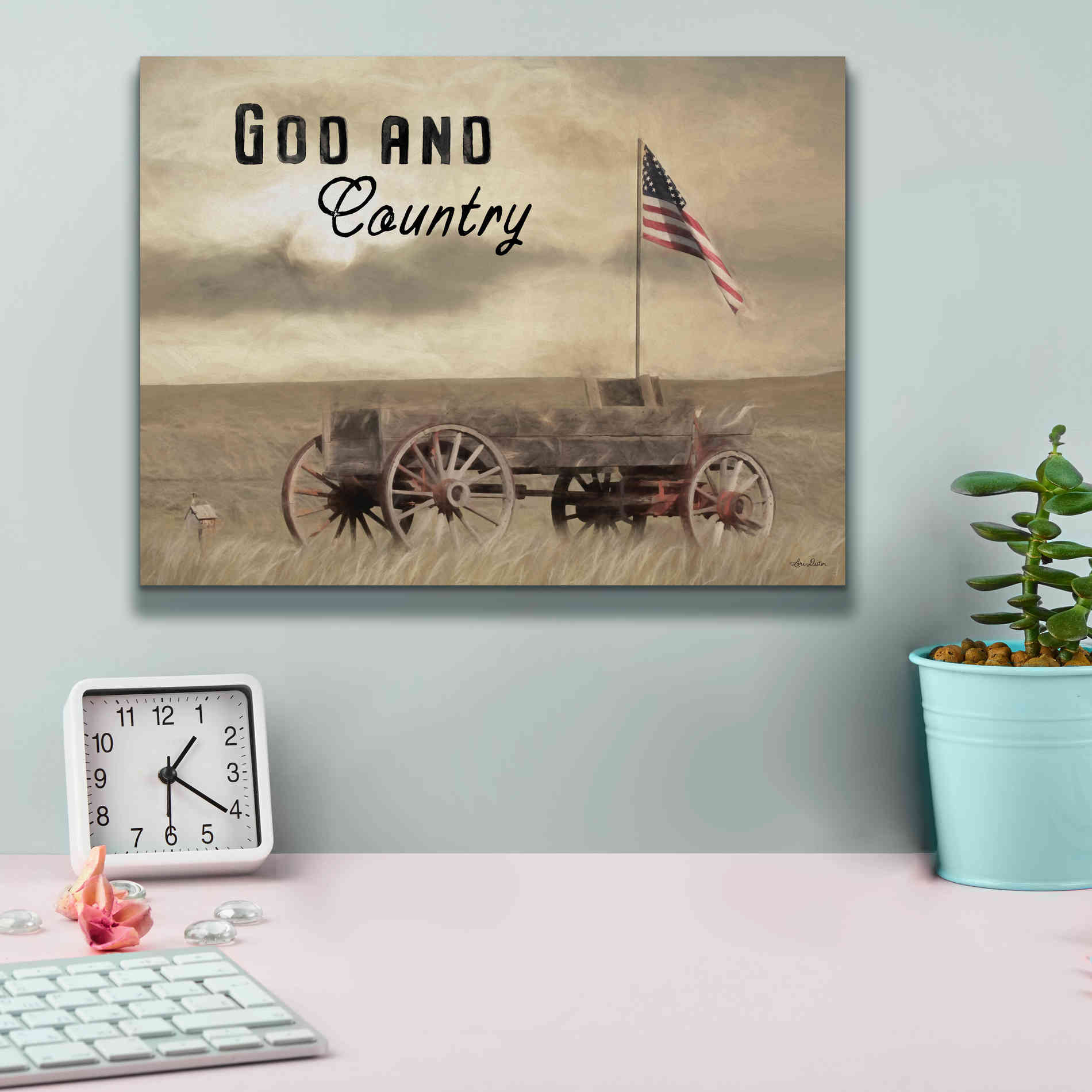 'God and Country' by Lori Deiter, Canvas Wall Art,16 x 12