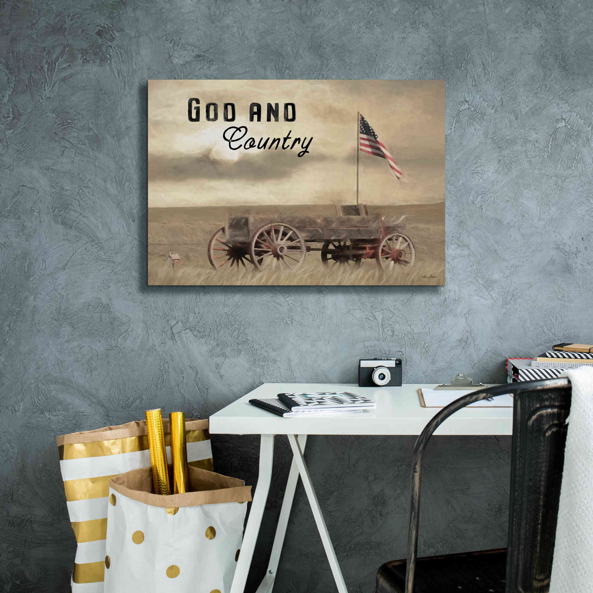 'God and Country' by Lori Deiter, Canvas Wall Art,26 x 18