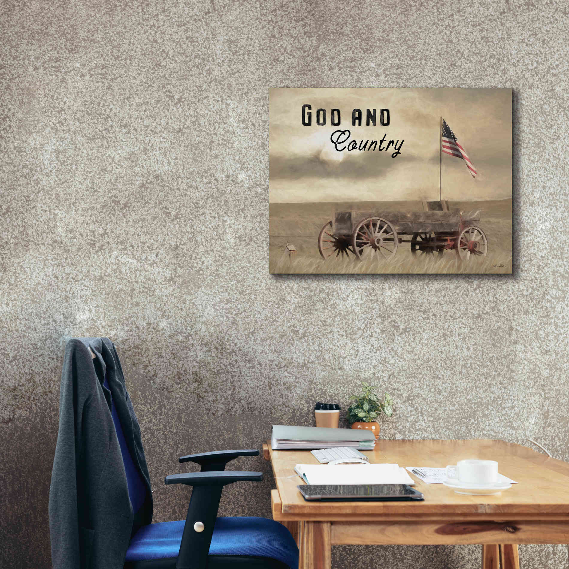 'God and Country' by Lori Deiter, Canvas Wall Art,34 x 26