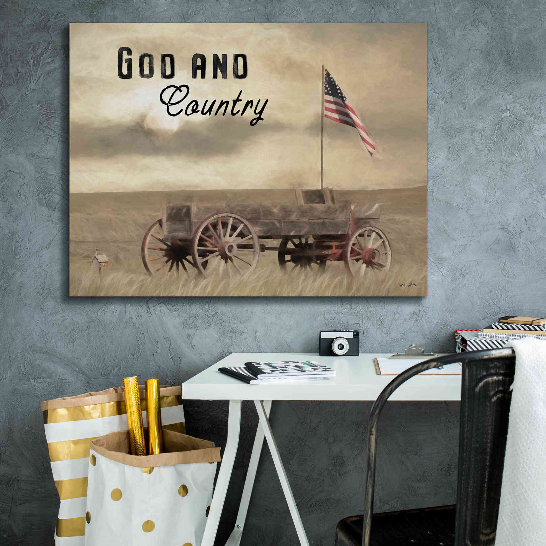 'God and Country' by Lori Deiter, Canvas Wall Art,34 x 26