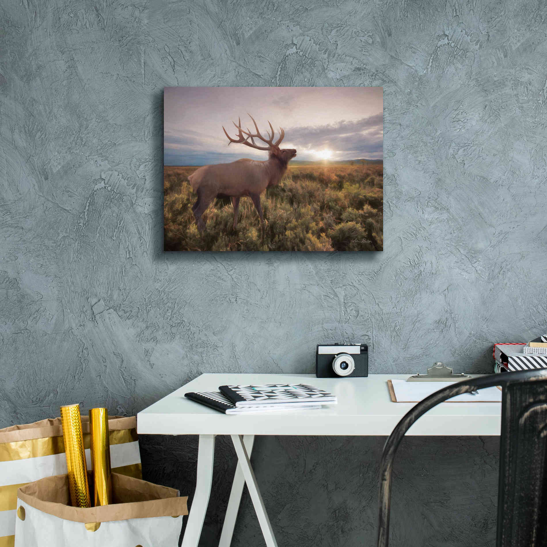 'Jackson Sunrise with Elk' by Lori Deiter, Canvas Wall Art,16 x 12