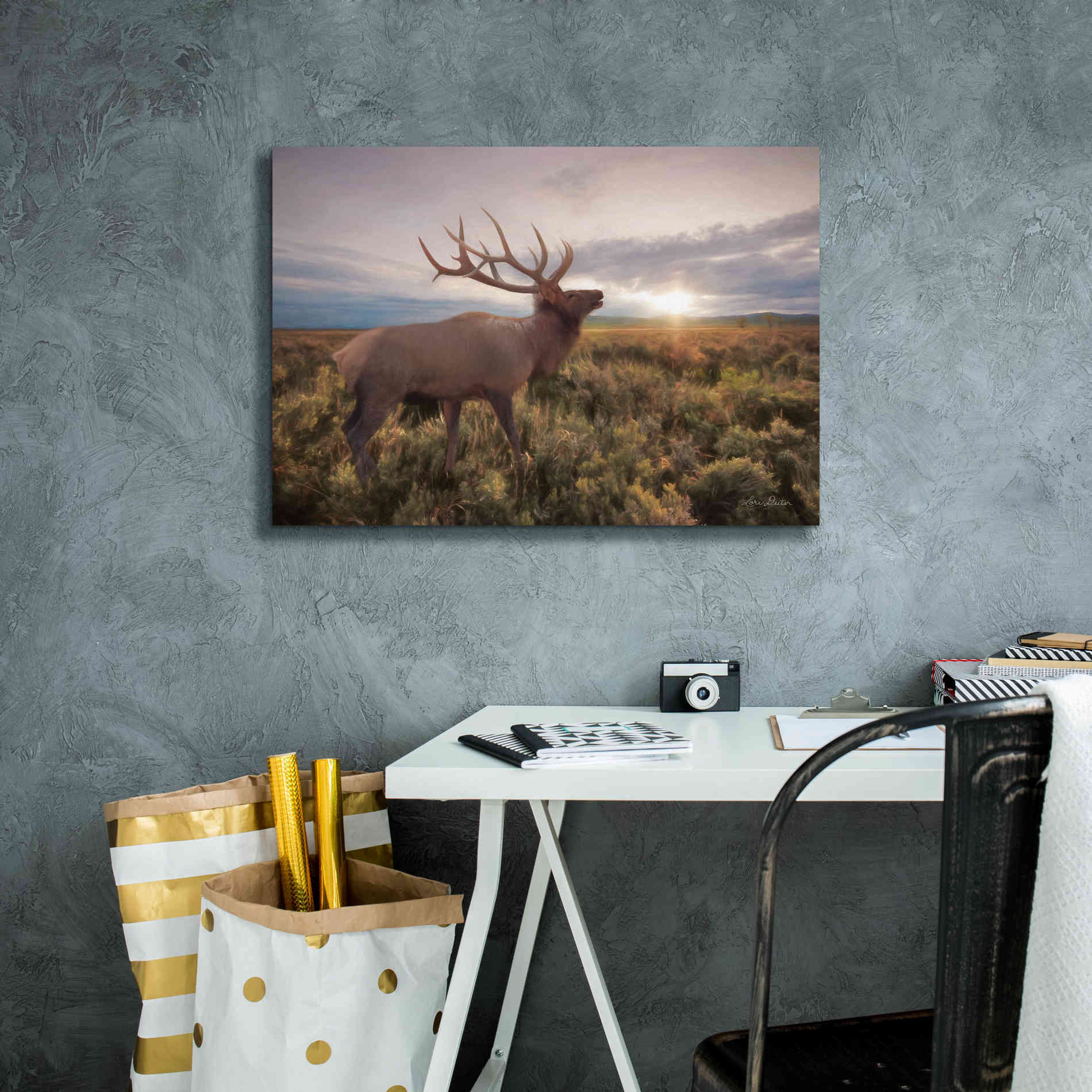 'Jackson Sunrise with Elk' by Lori Deiter, Canvas Wall Art,26 x 18