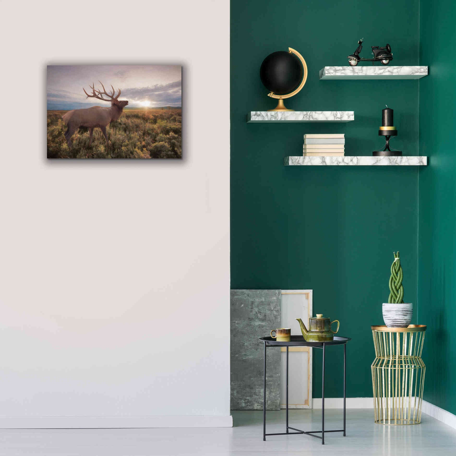 'Jackson Sunrise with Elk' by Lori Deiter, Canvas Wall Art,26 x 18