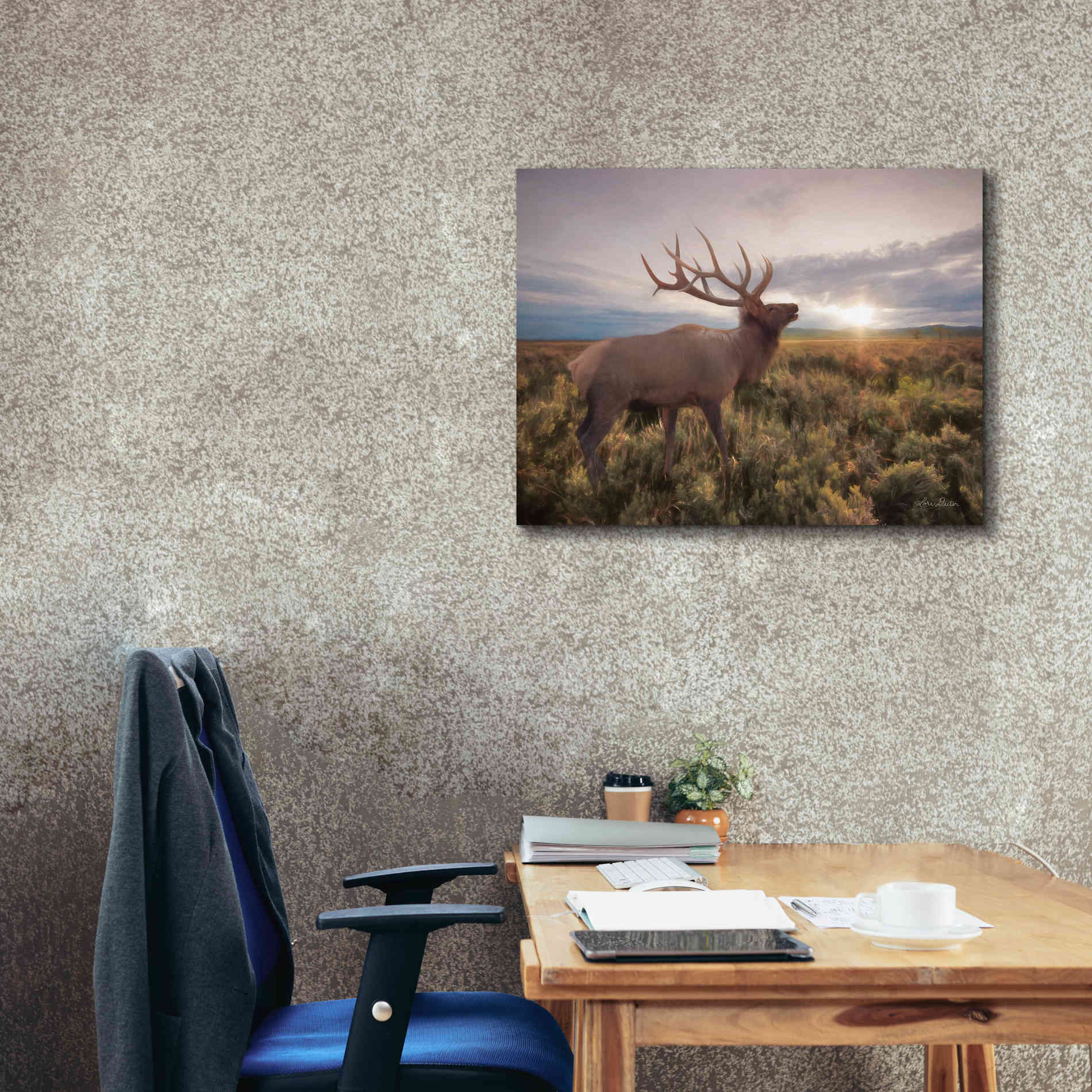 'Jackson Sunrise with Elk' by Lori Deiter, Canvas Wall Art,34 x 26