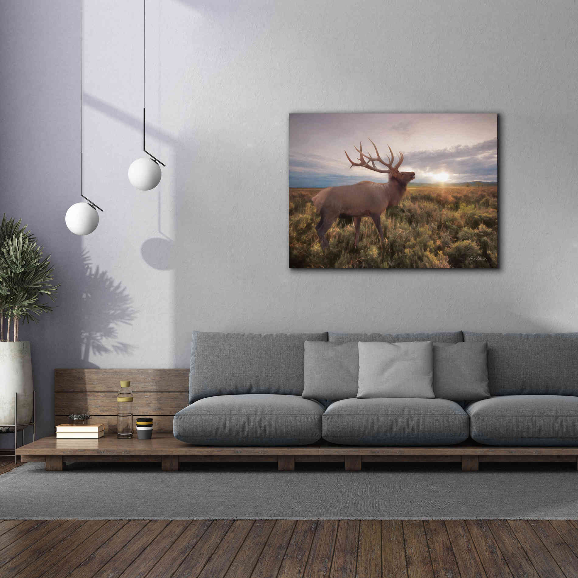 'Jackson Sunrise with Elk' by Lori Deiter, Canvas Wall Art,54 x 40