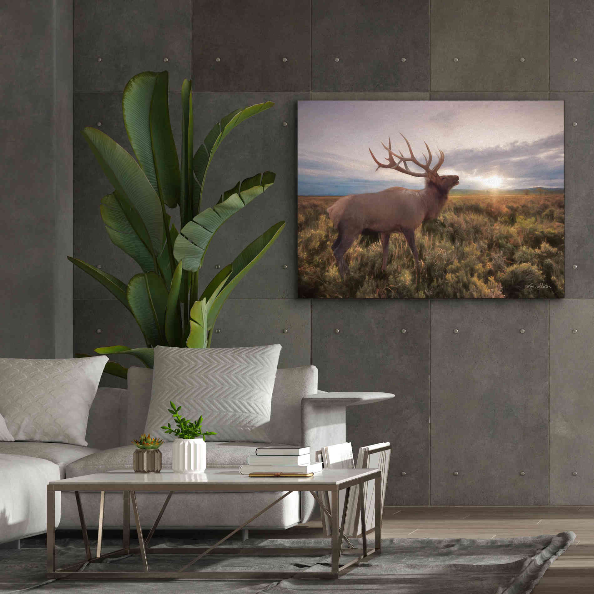 'Jackson Sunrise with Elk' by Lori Deiter, Canvas Wall Art,54 x 40