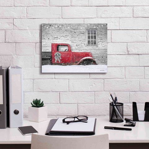 Image of 'Christmas Truck with Plaid Bow' by Lori Deiter, Canvas Wall Art,16 x 12