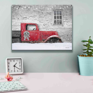 'Christmas Truck with Plaid Bow' by Lori Deiter, Canvas Wall Art,16 x 12