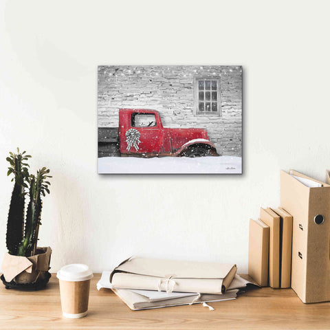 Image of 'Christmas Truck with Plaid Bow' by Lori Deiter, Canvas Wall Art,16 x 12