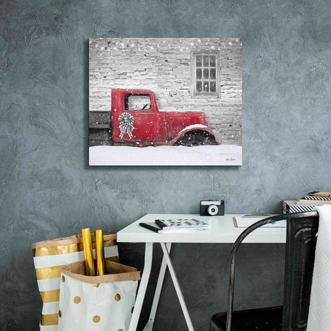 Image of 'Christmas Truck with Plaid Bow' by Lori Deiter, Canvas Wall Art,24 x 20