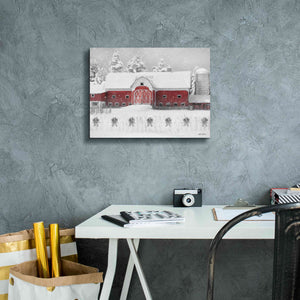 'Barn with Fence and Bows' by Lori Deiter, Canvas Wall Art,16 x 12