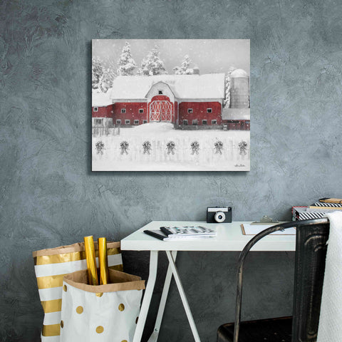 Image of 'Barn with Fence and Bows' by Lori Deiter, Canvas Wall Art,24 x 20