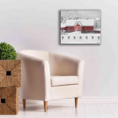 Image of 'Barn with Fence and Bows' by Lori Deiter, Canvas Wall Art,24 x 20