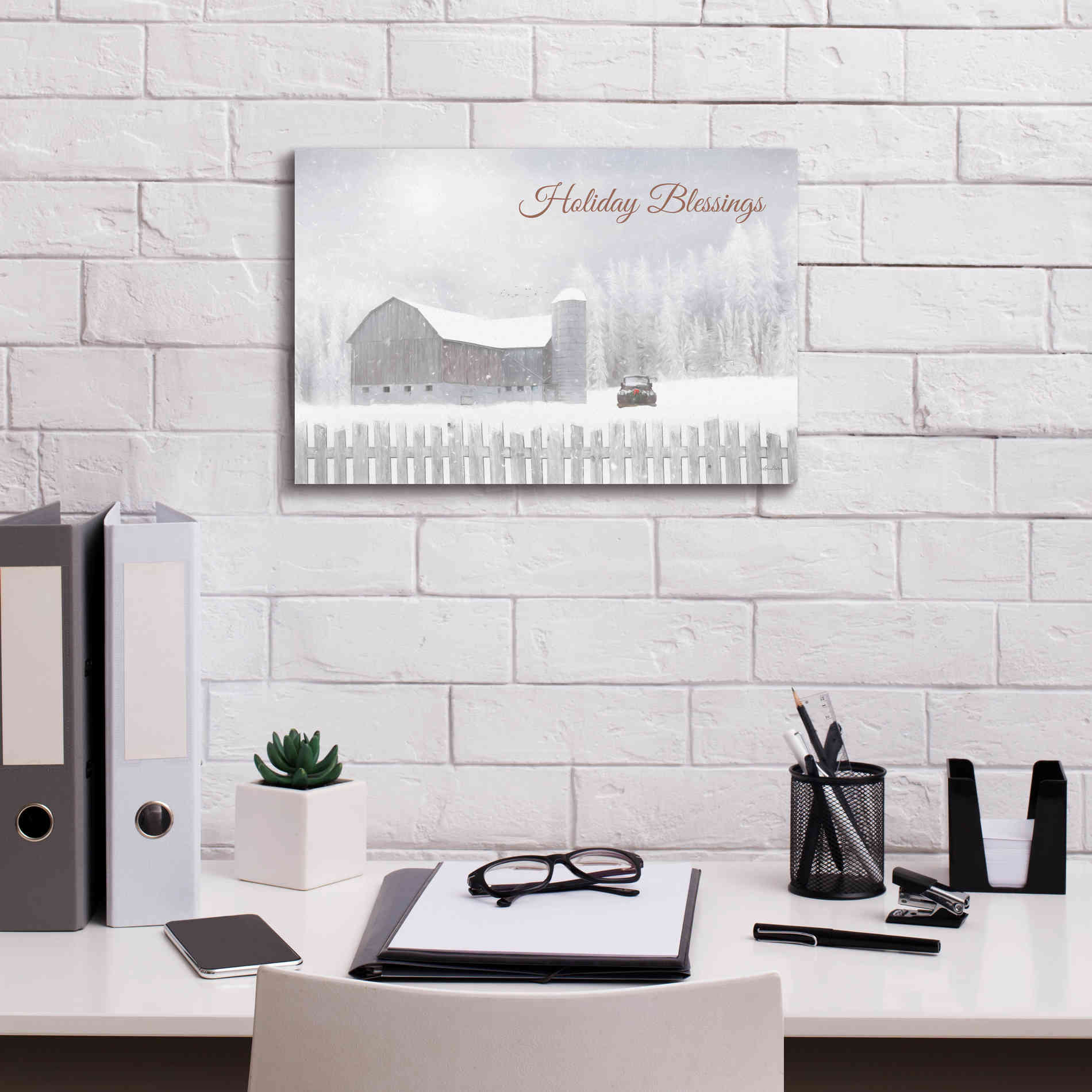 'Holiday Blessings with Truck' by Lori Deiter, Canvas Wall Art,18 x 12