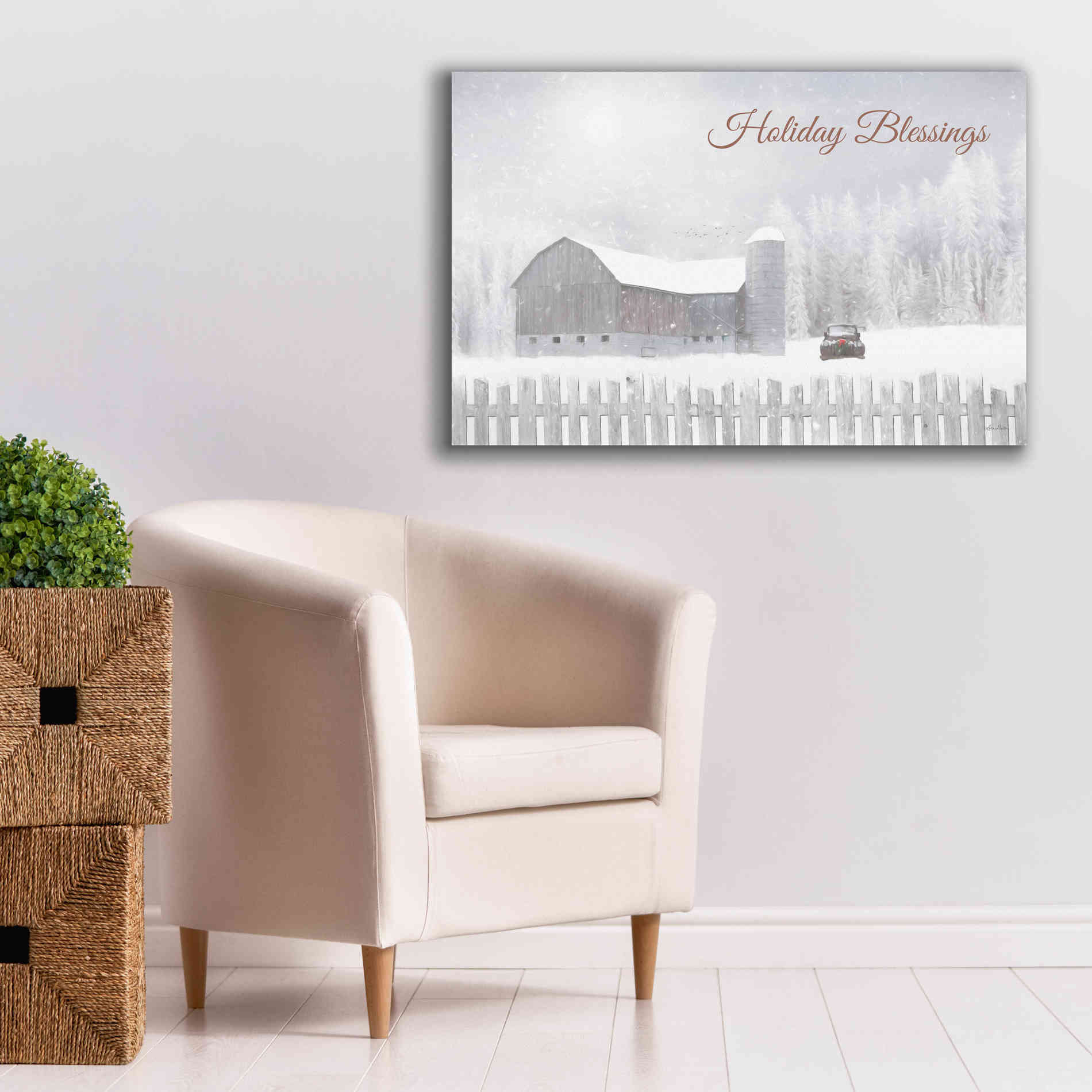 'Holiday Blessings with Truck' by Lori Deiter, Canvas Wall Art,40 x 26