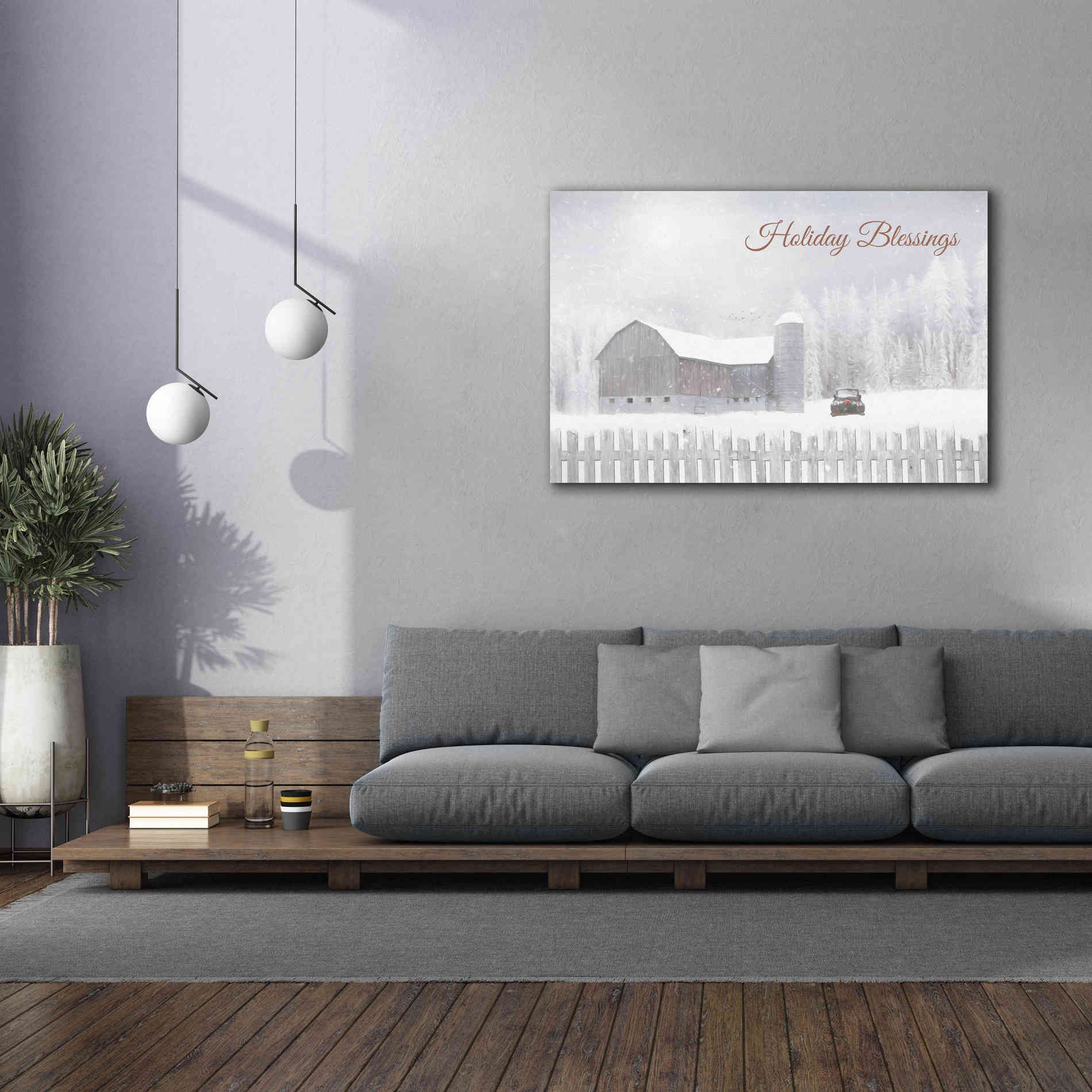 'Holiday Blessings with Truck' by Lori Deiter, Canvas Wall Art,60 x 40