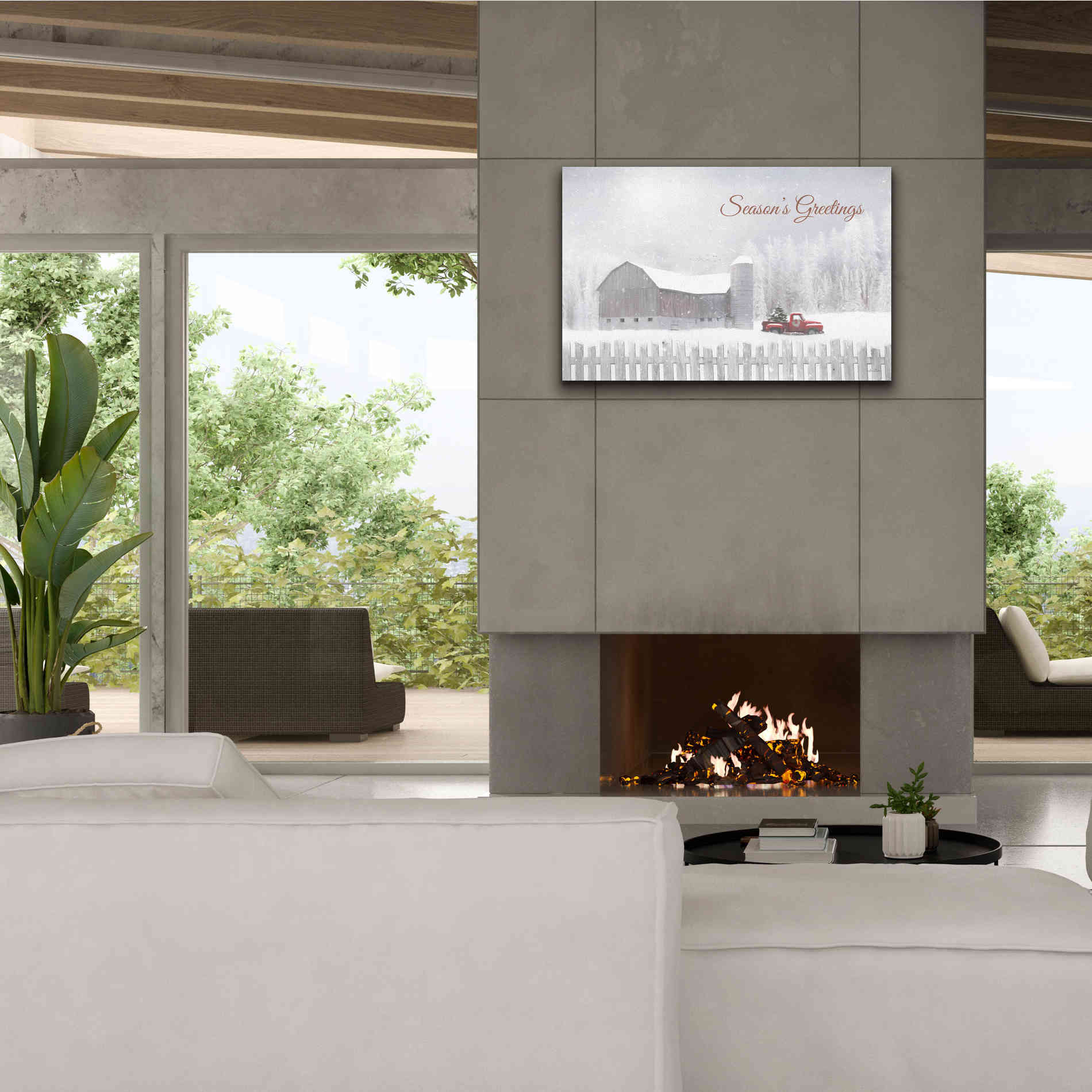 'Season's Greetings with Truck' by Lori Deiter, Canvas Wall Art,40 x 26