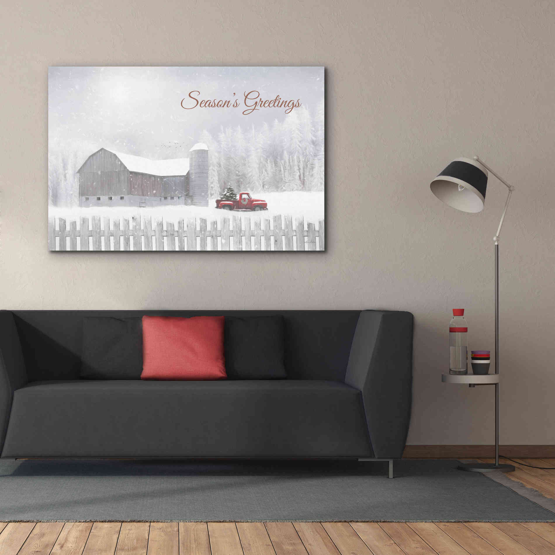 'Season's Greetings with Truck' by Lori Deiter, Canvas Wall Art,60 x 40