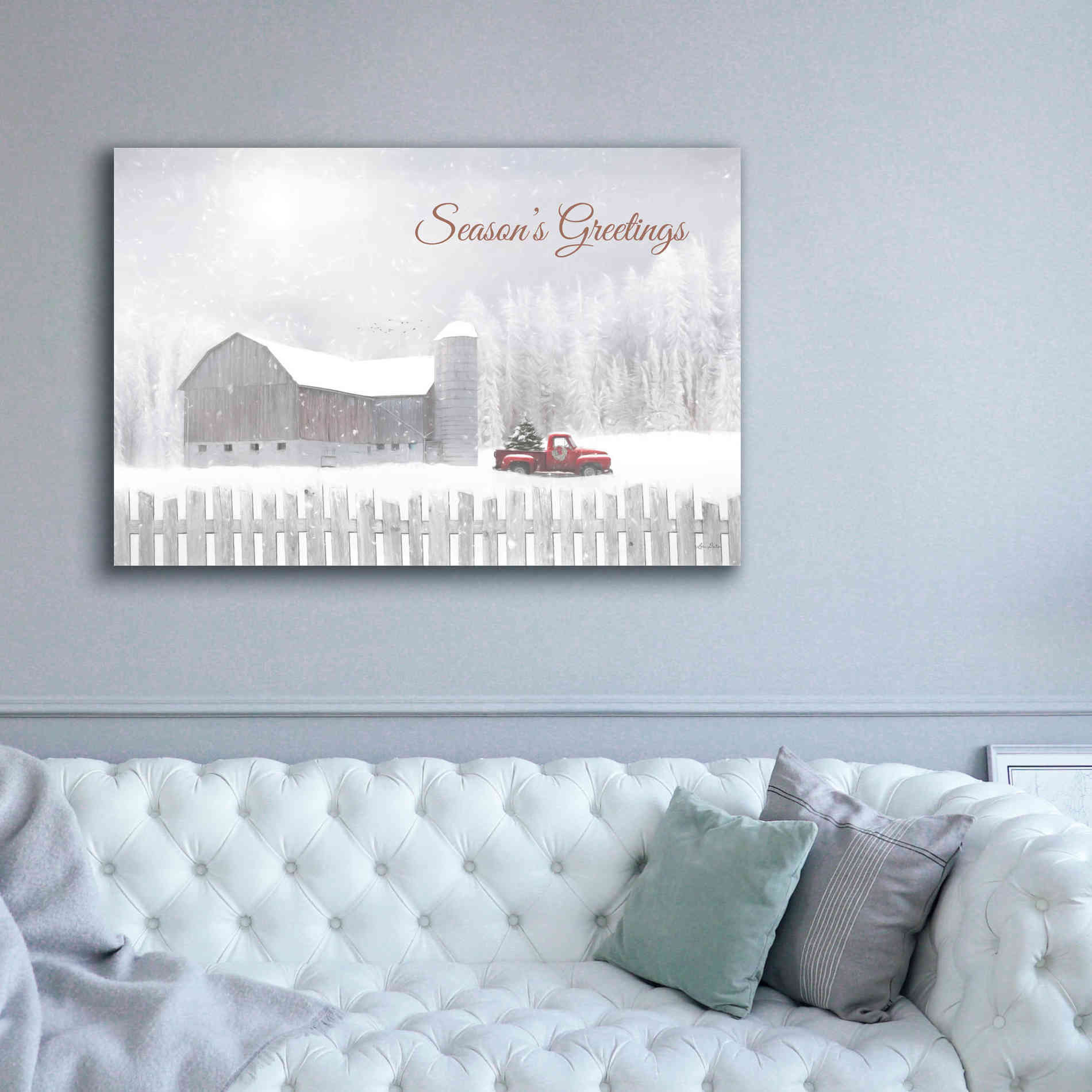 'Season's Greetings with Truck' by Lori Deiter, Canvas Wall Art,60 x 40
