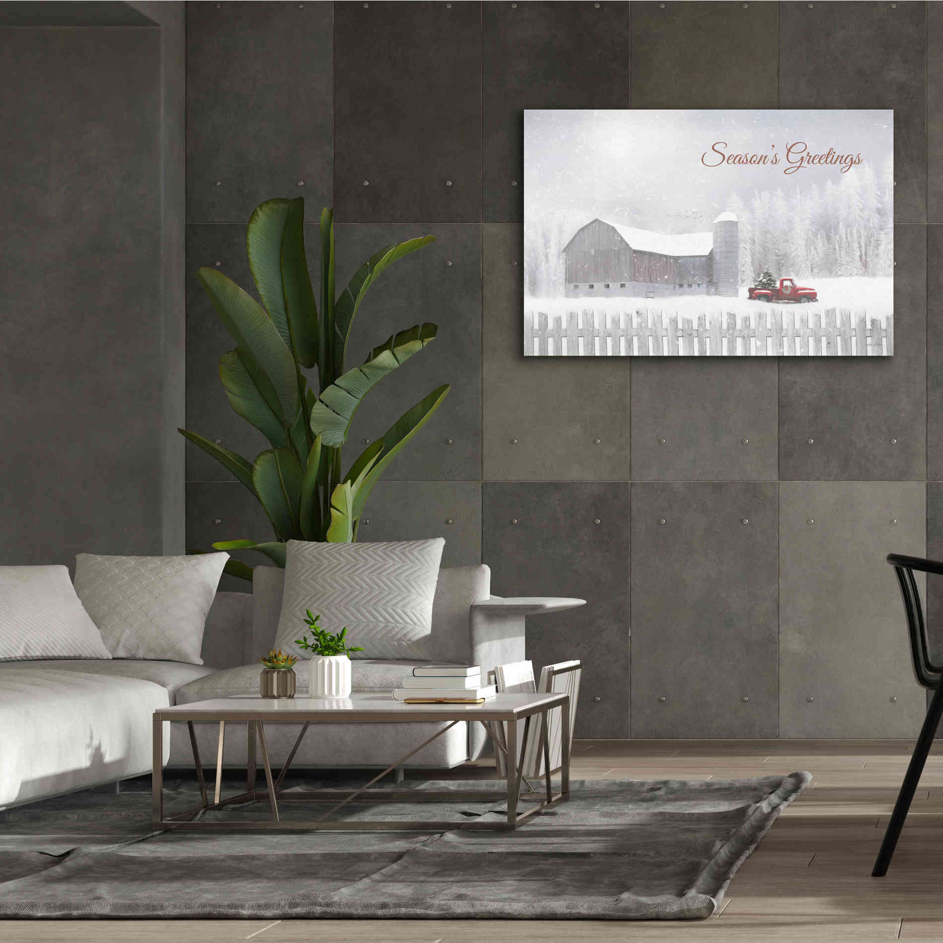 'Season's Greetings with Truck' by Lori Deiter, Canvas Wall Art,60 x 40