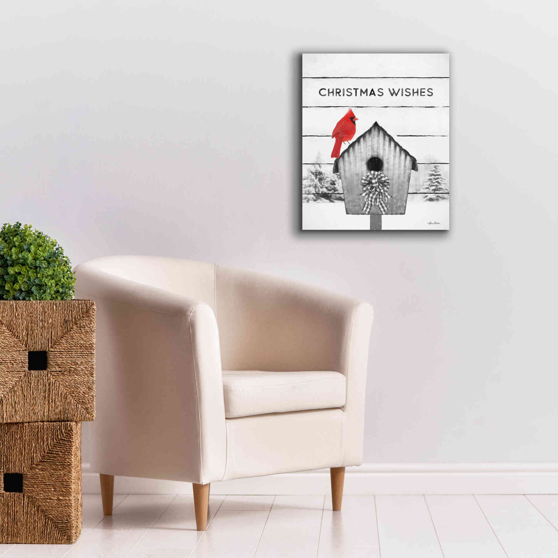 'Christmas Birdhouse' by Lori Deiter, Canvas Wall Art,20 x 24