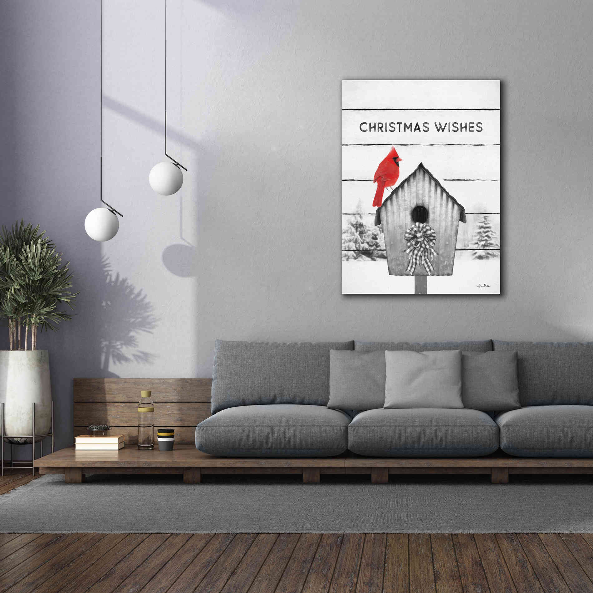 'Christmas Birdhouse' by Lori Deiter, Canvas Wall Art,40 x 54