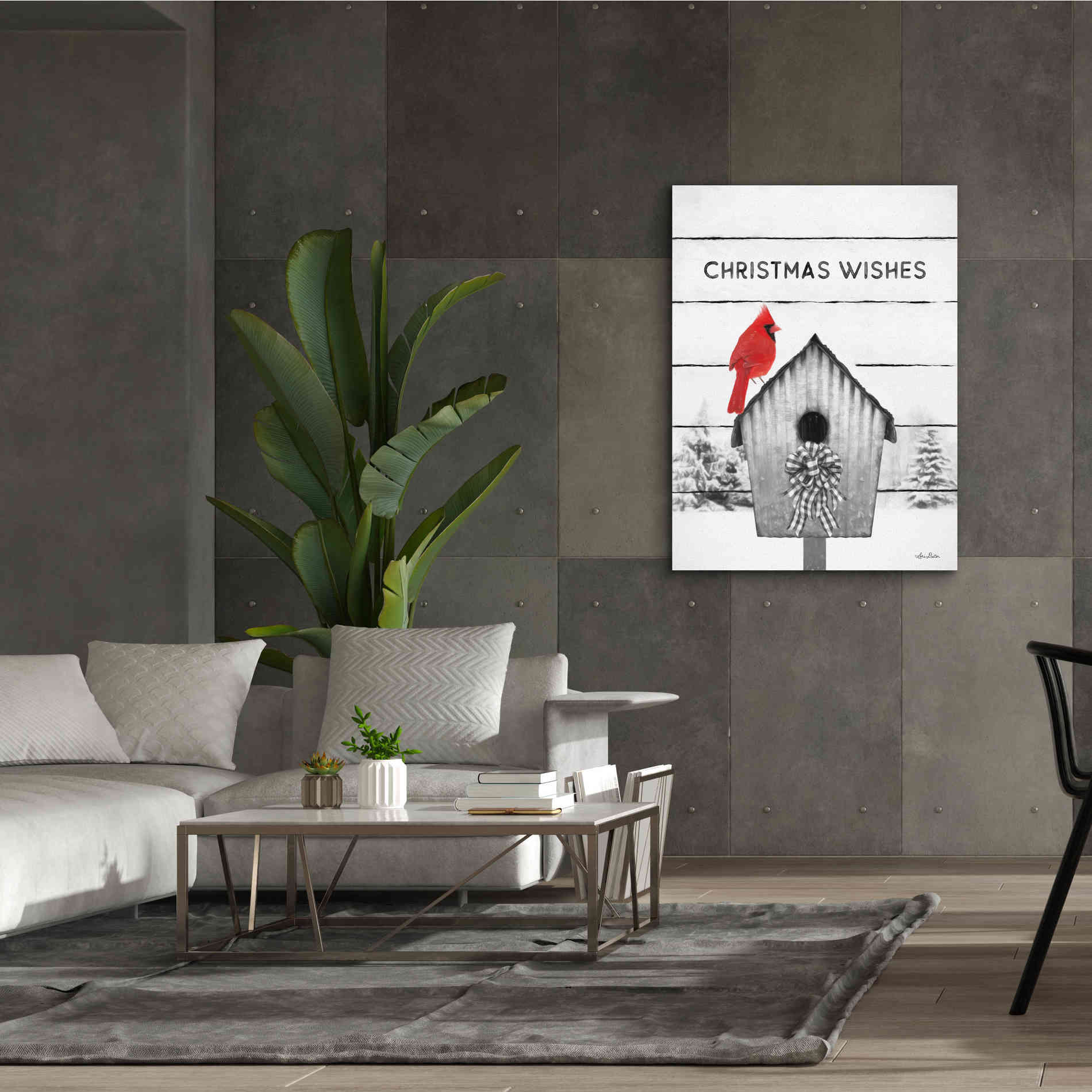 'Christmas Birdhouse' by Lori Deiter, Canvas Wall Art,40 x 54