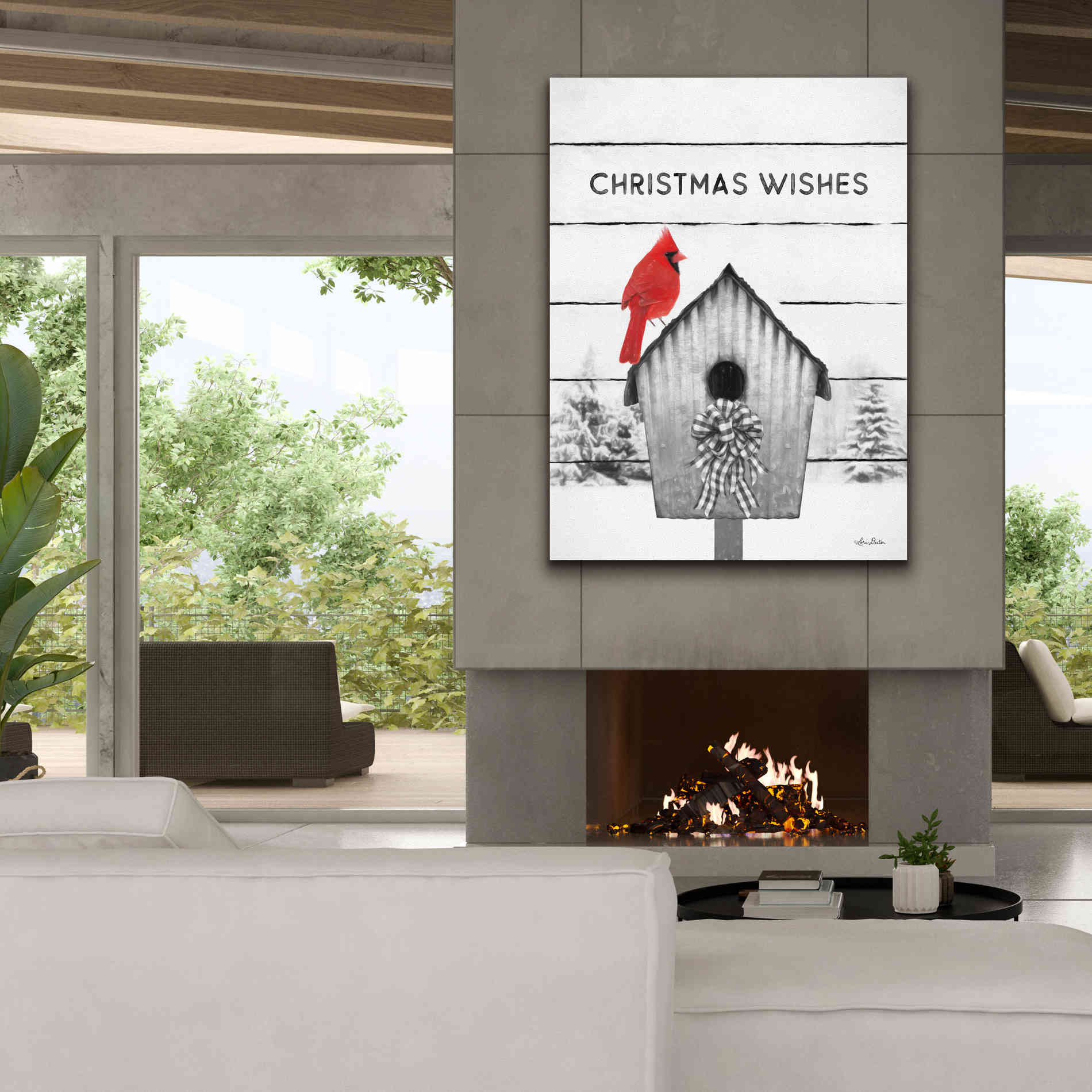 'Christmas Birdhouse' by Lori Deiter, Canvas Wall Art,40 x 54