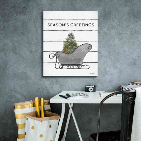 Image of 'Christmas Sled with Tree' by Lori Deiter, Canvas Wall Art,20 x 24