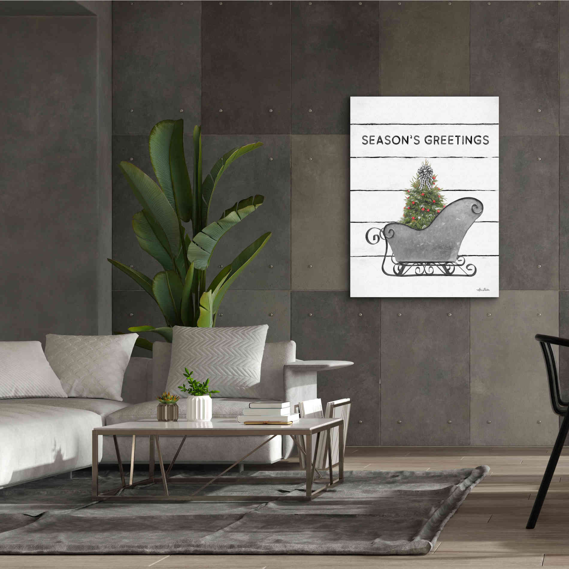 'Christmas Sled with Tree' by Lori Deiter, Canvas Wall Art,40 x 54