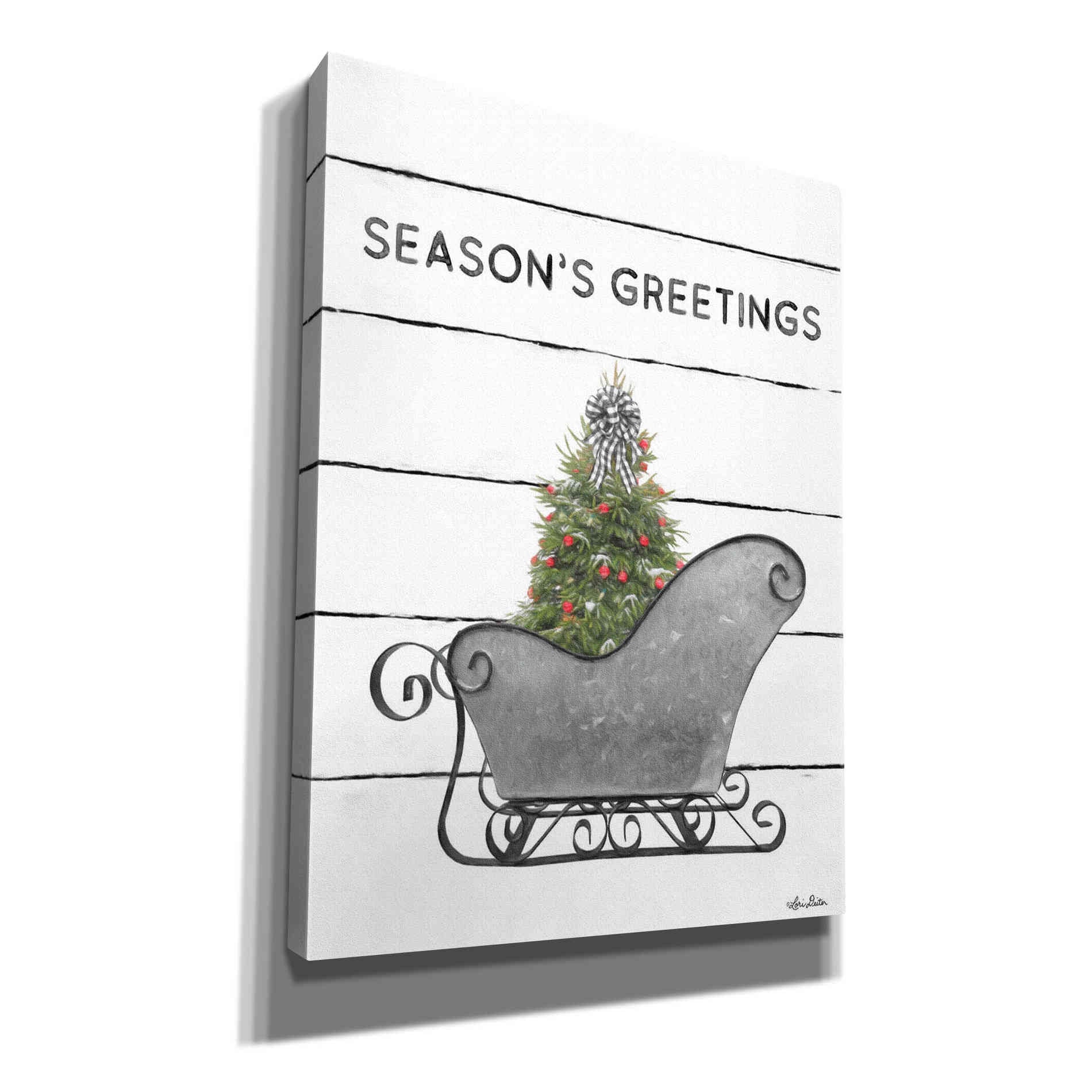 'Christmas Sled with Tree' by Lori Deiter, Canvas Wall Art