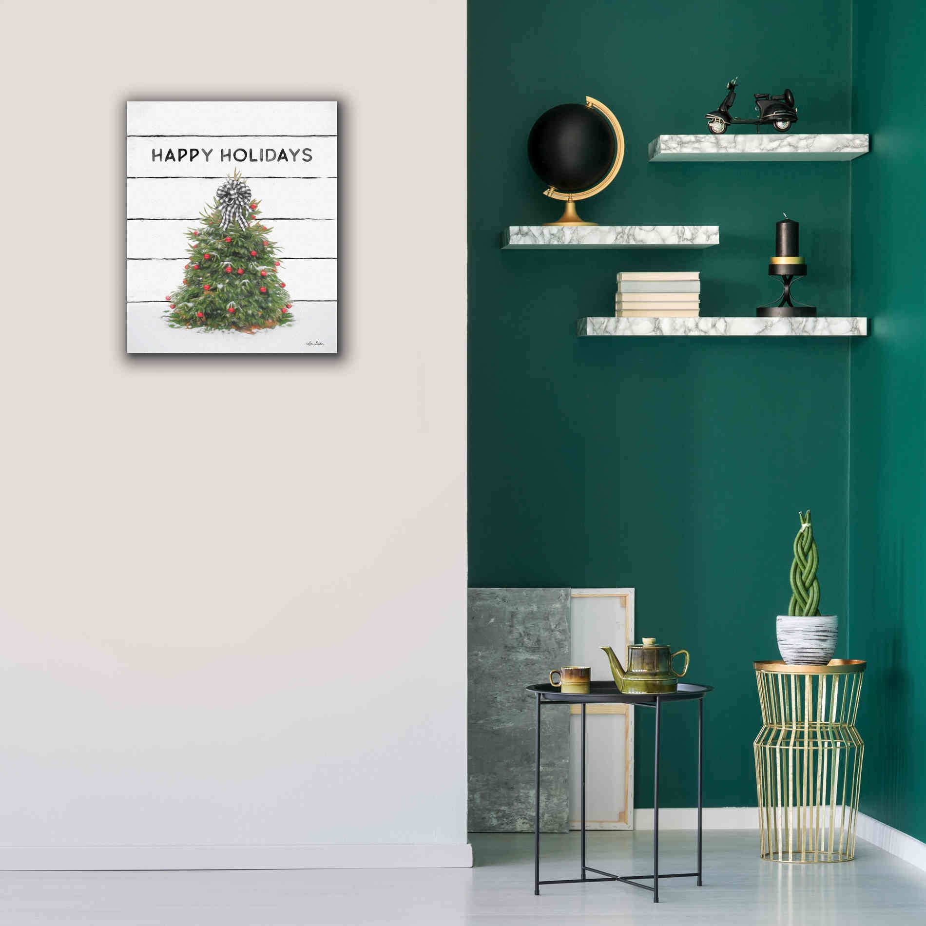 'Christmas Tree on Wood' by Lori Deiter, Canvas Wall Art,20 x 24