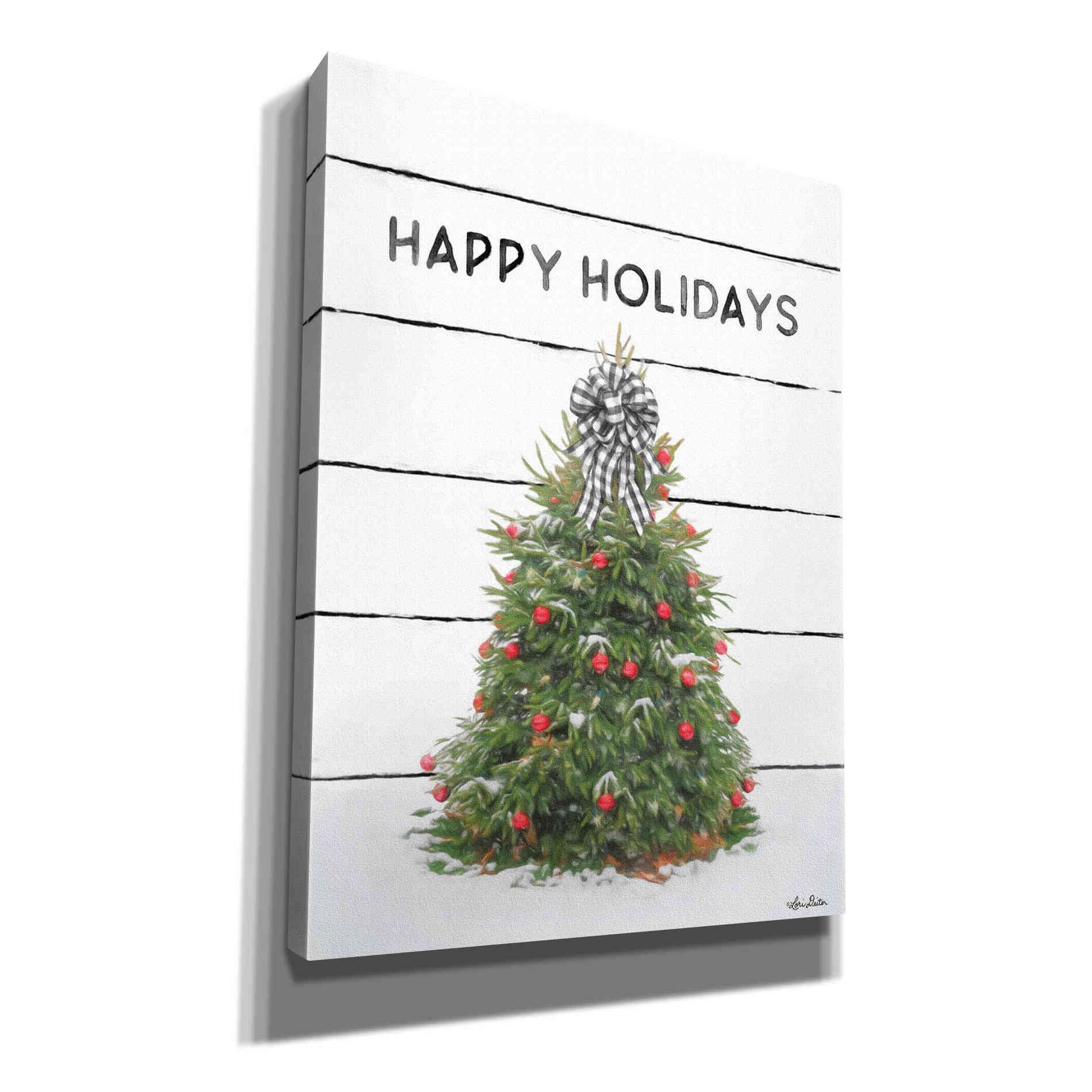 'Christmas Tree on Wood' by Lori Deiter, Canvas Wall Art