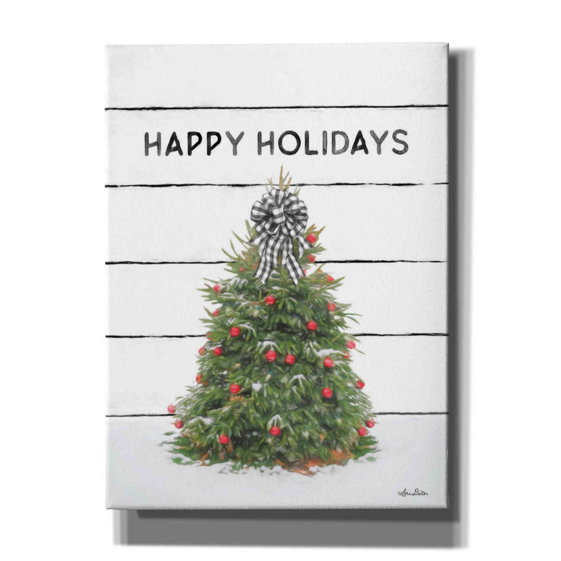 'Christmas Tree on Wood' by Lori Deiter, Canvas Wall Art