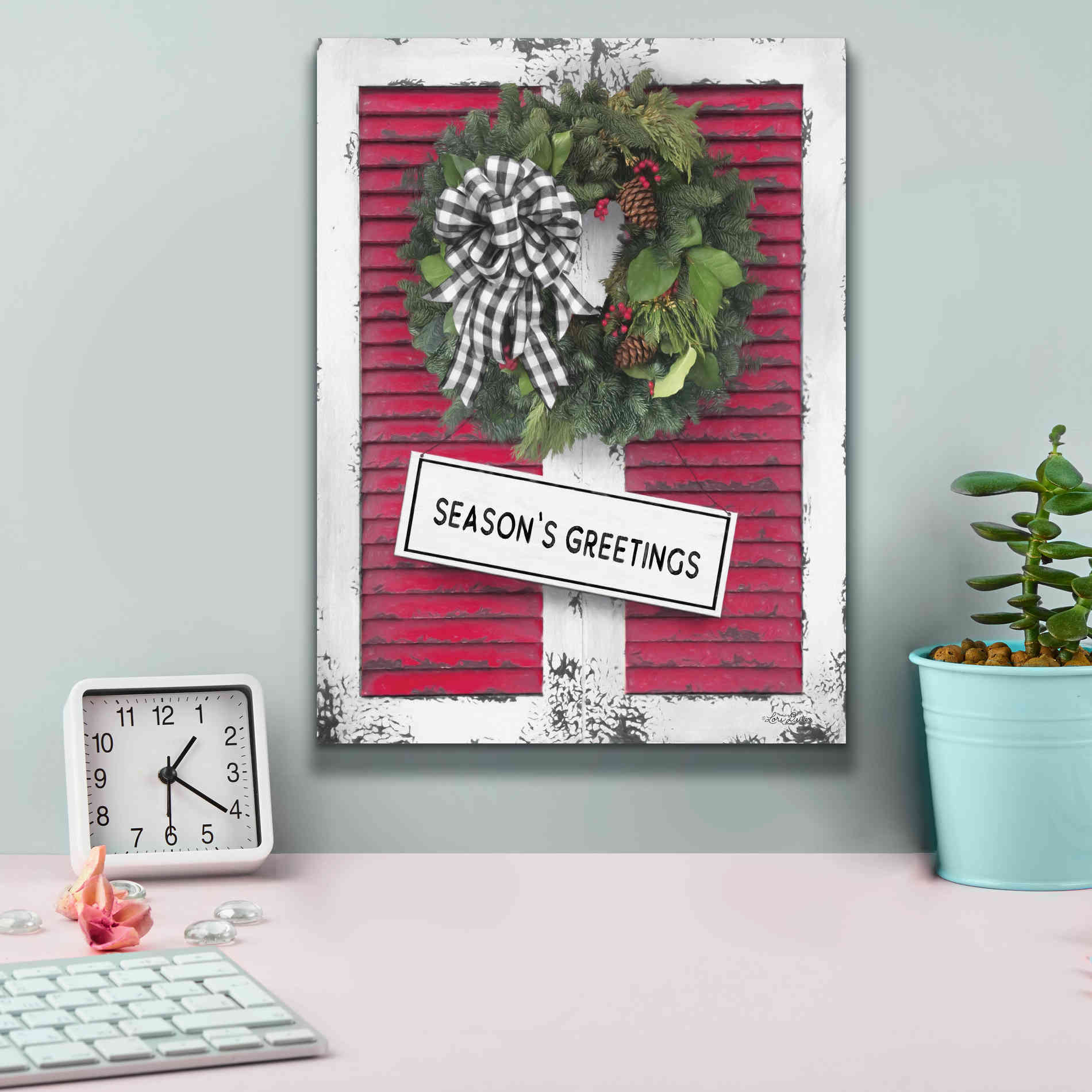 'Christmas Shutters with Wreath I' by Lori Deiter, Canvas Wall Art,12 x 16