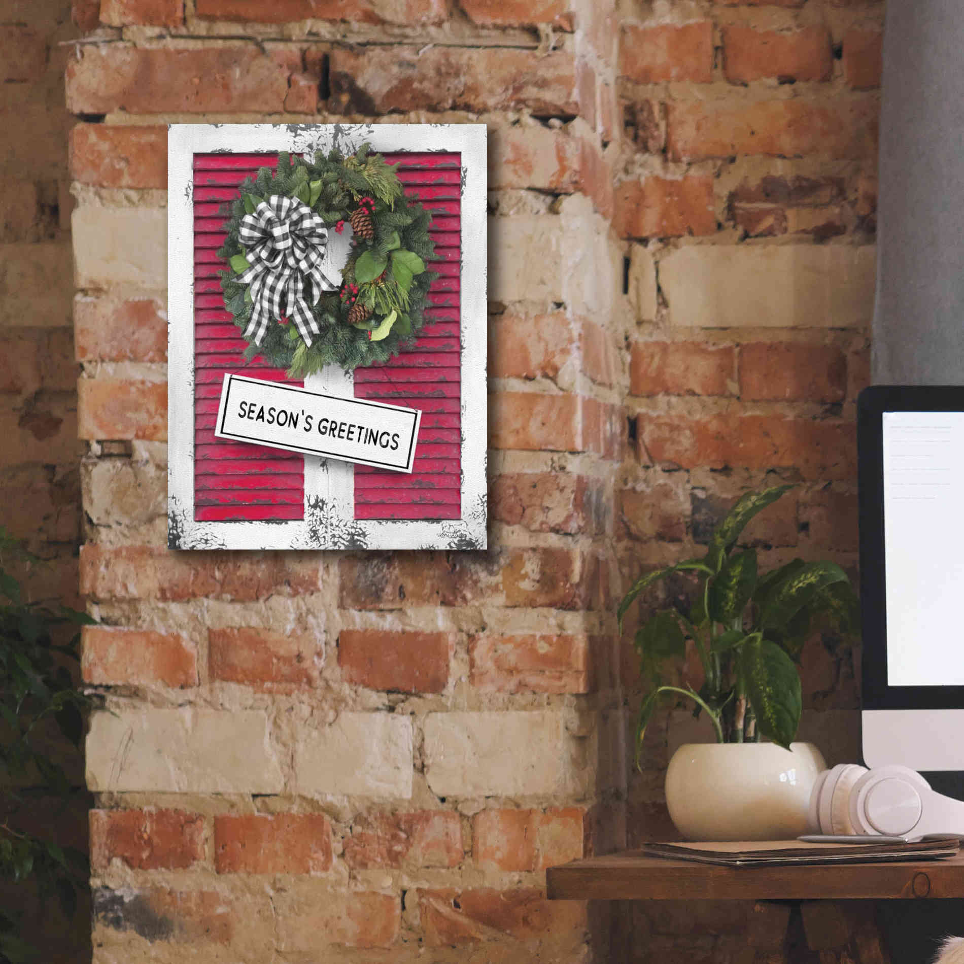 'Christmas Shutters with Wreath I' by Lori Deiter, Canvas Wall Art,12 x 16