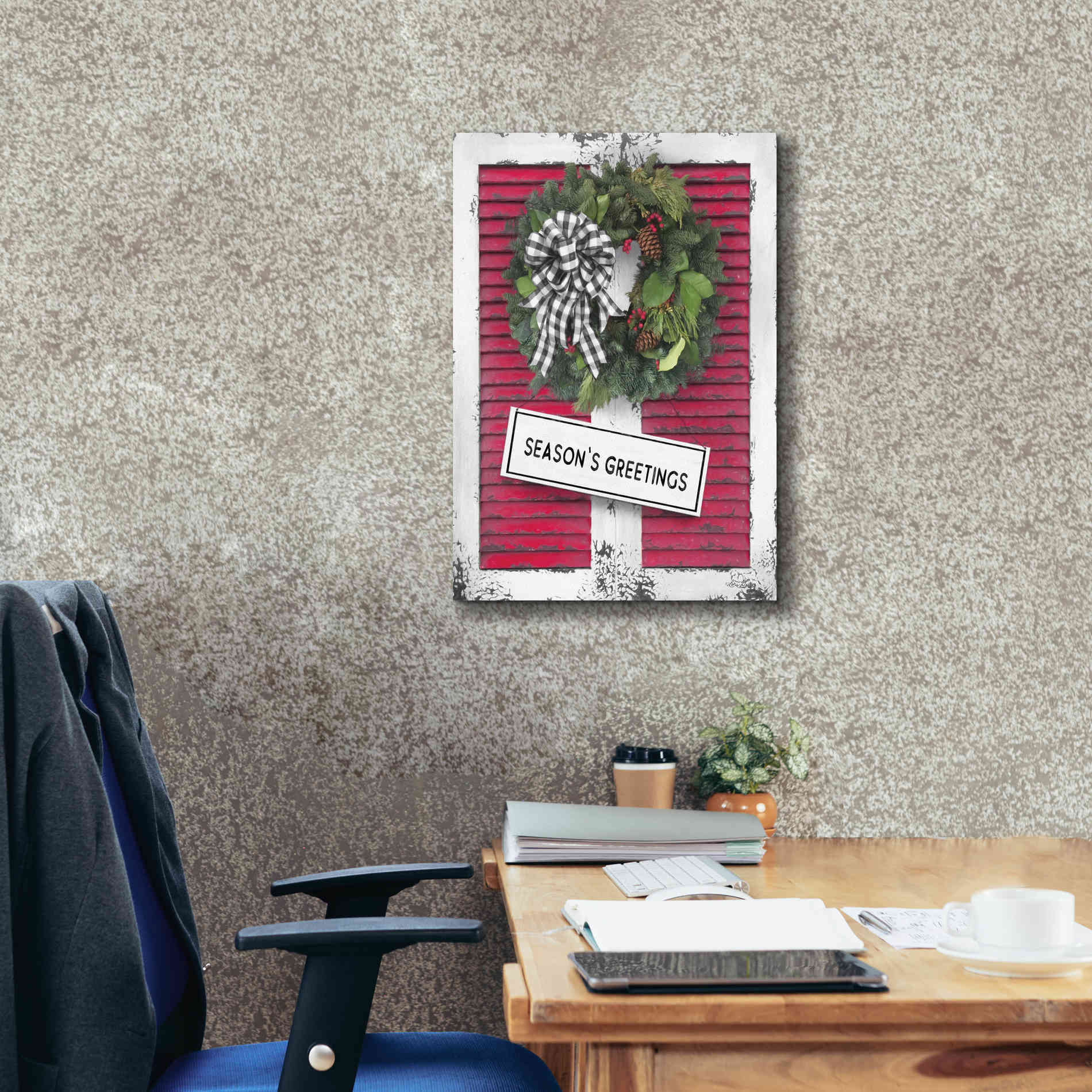 'Christmas Shutters with Wreath I' by Lori Deiter, Canvas Wall Art,18 x 26