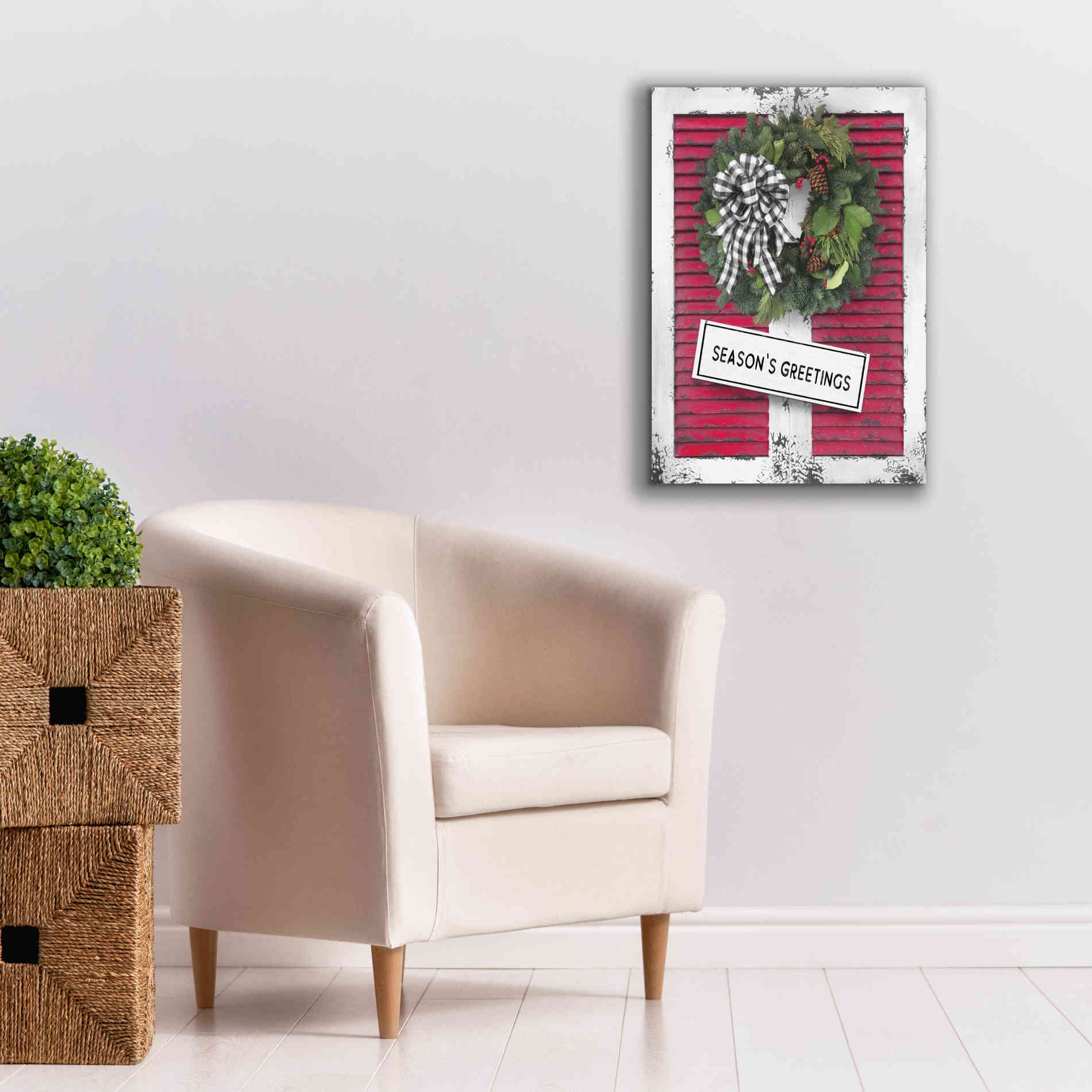 'Christmas Shutters with Wreath I' by Lori Deiter, Canvas Wall Art,18 x 26