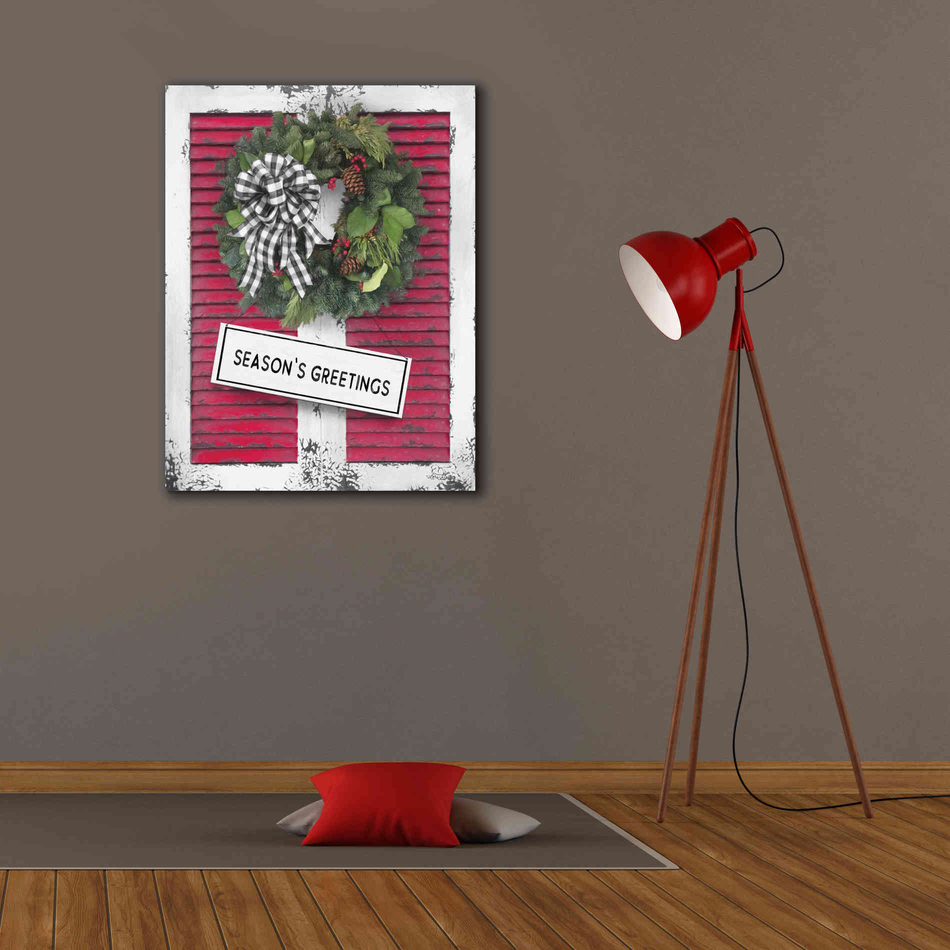 'Christmas Shutters with Wreath I' by Lori Deiter, Canvas Wall Art,26 x 34