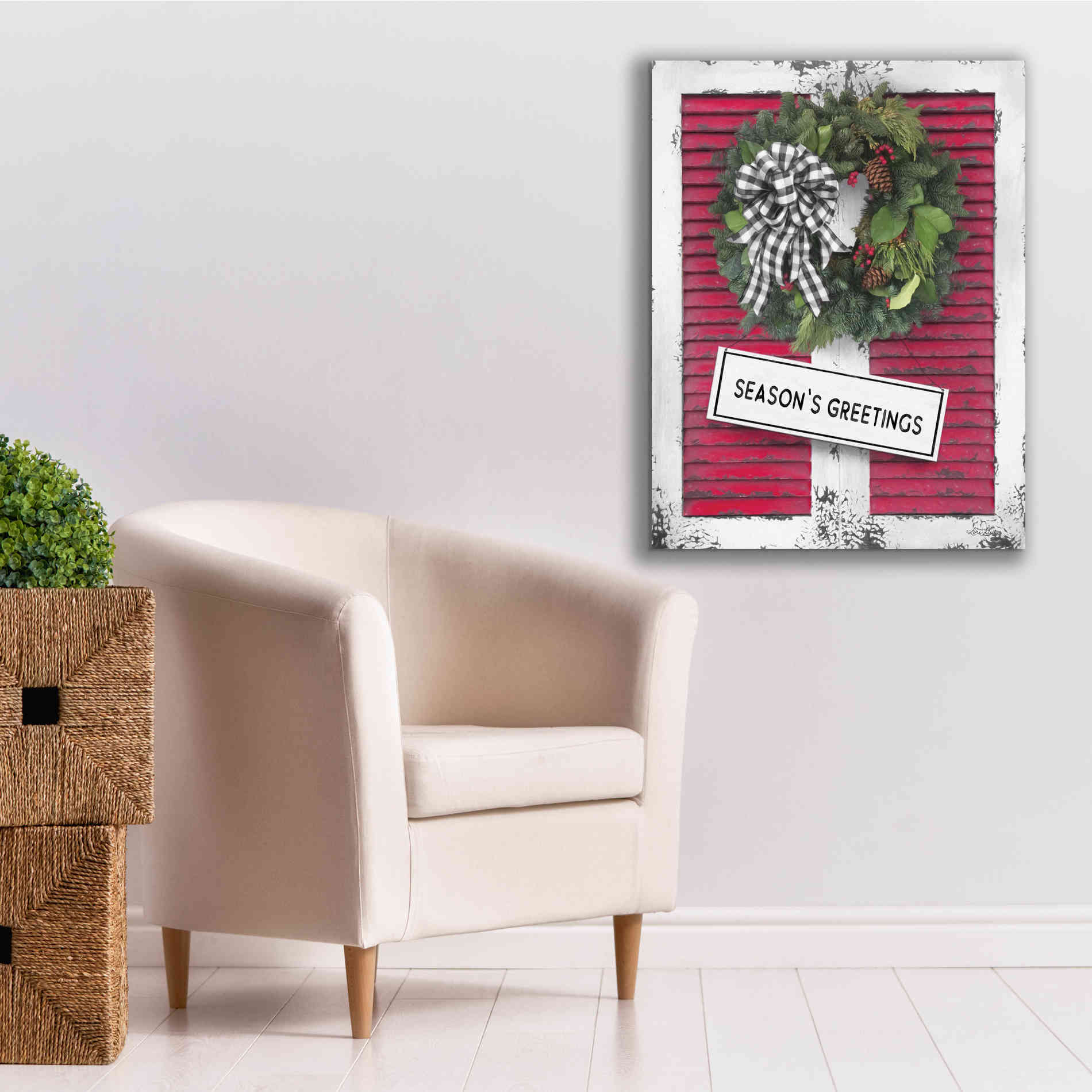 'Christmas Shutters with Wreath I' by Lori Deiter, Canvas Wall Art,26 x 34