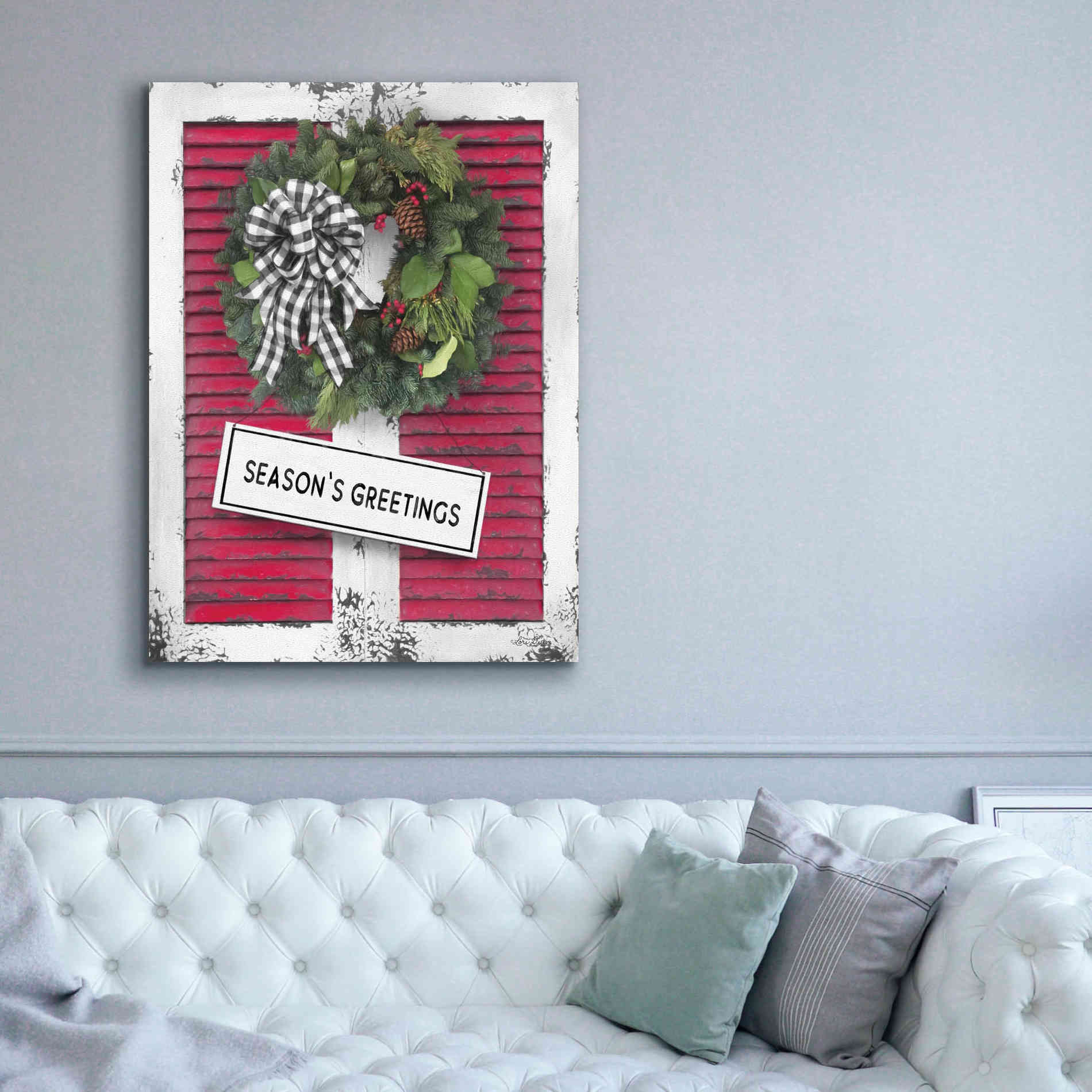 'Christmas Shutters with Wreath I' by Lori Deiter, Canvas Wall Art,40 x 54