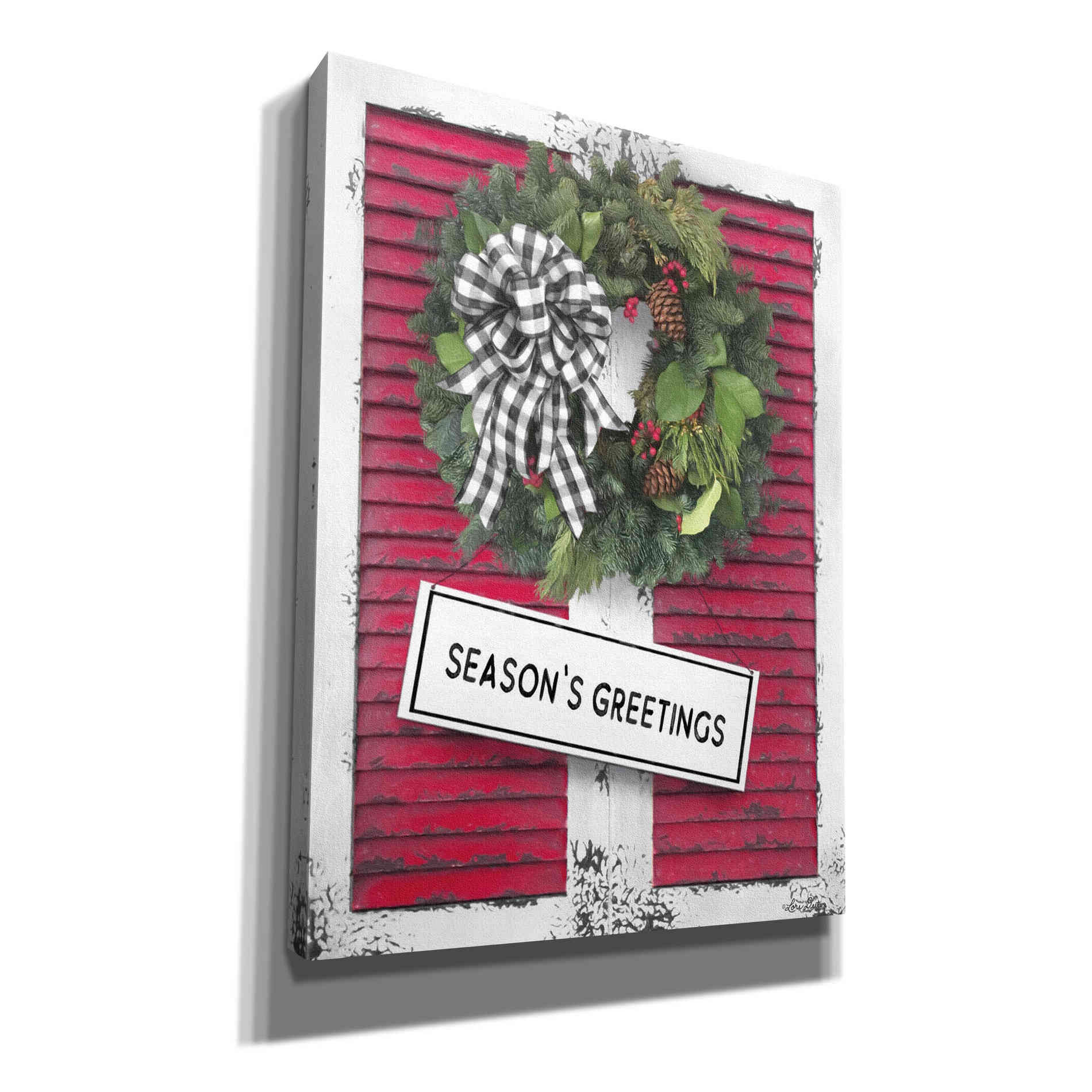 'Christmas Shutters with Wreath I' by Lori Deiter, Canvas Wall Art