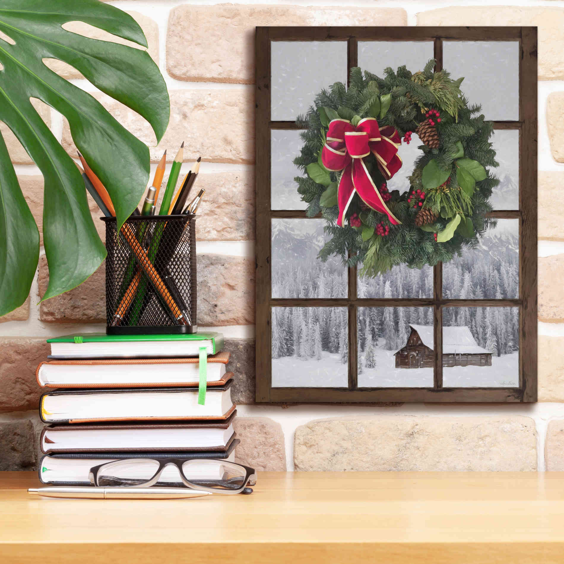 'Teton Christmas Window' by Lori Deiter, Canvas Wall Art,12 x 16