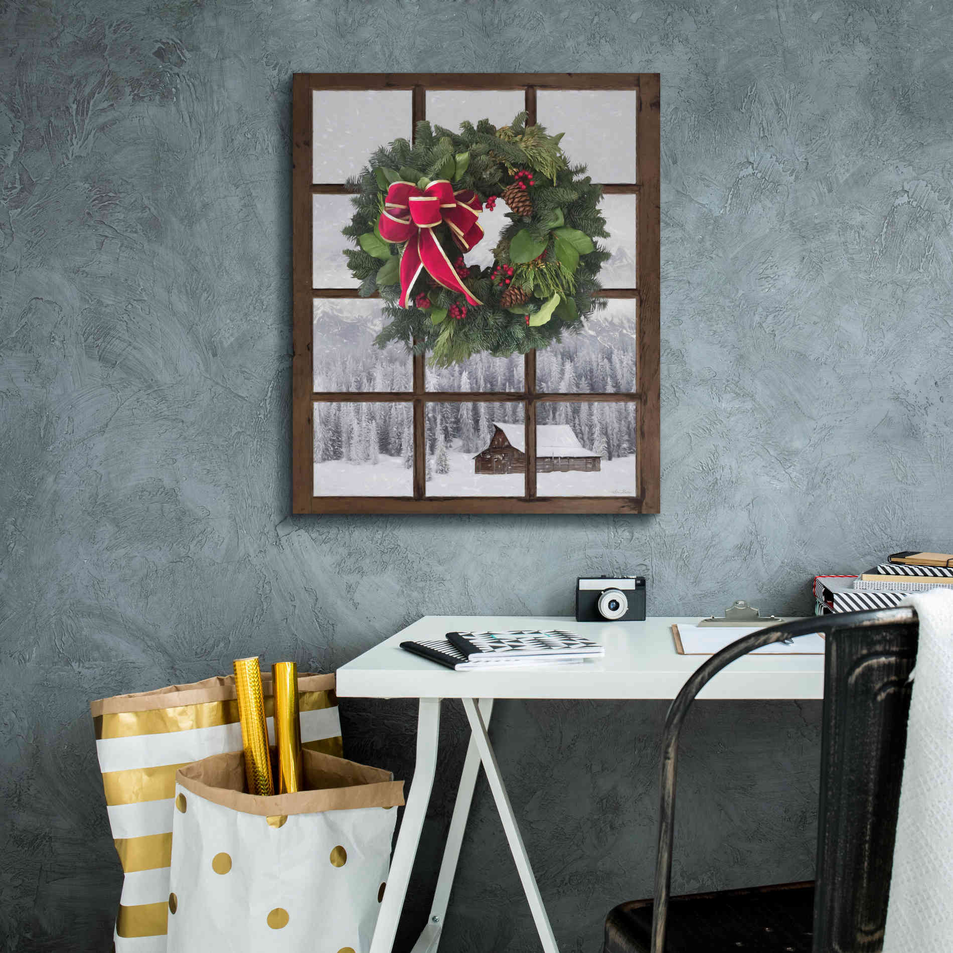 'Teton Christmas Window' by Lori Deiter, Canvas Wall Art,20 x 24