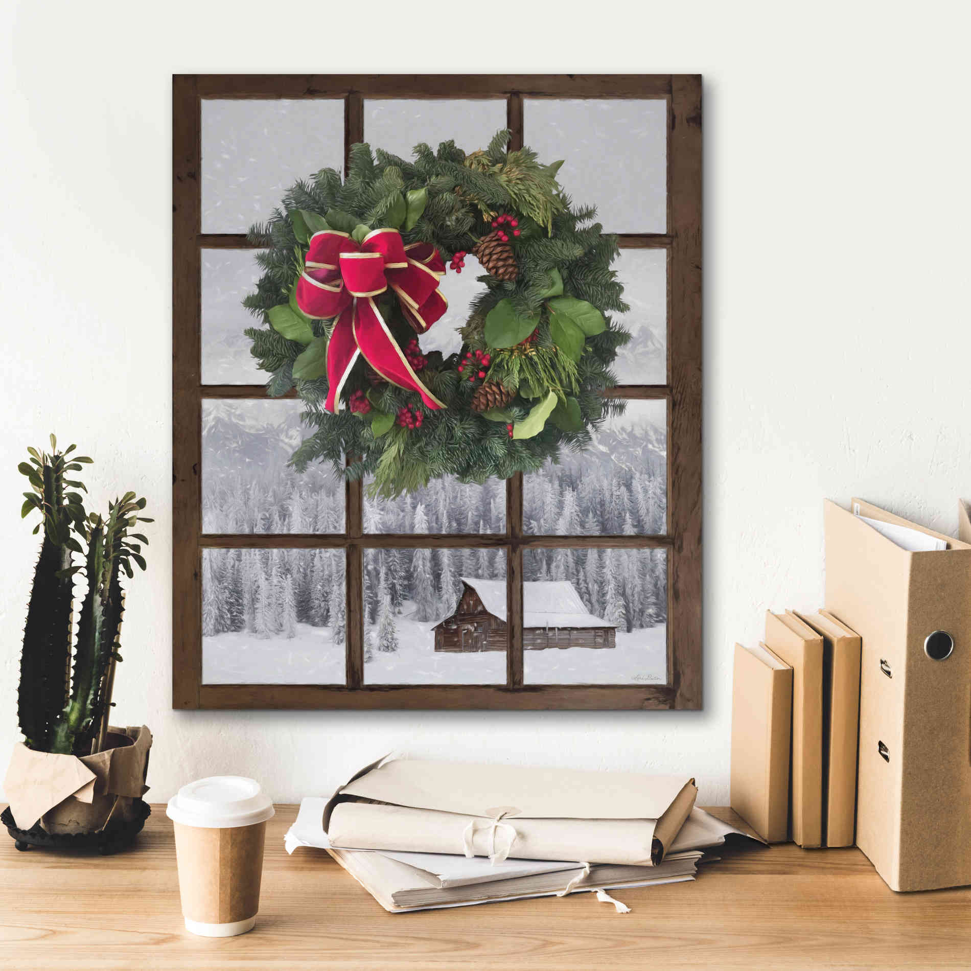 'Teton Christmas Window' by Lori Deiter, Canvas Wall Art,20 x 24